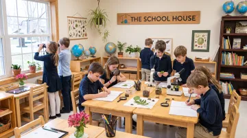 The School House flagship campus classroom with students in hands-on science