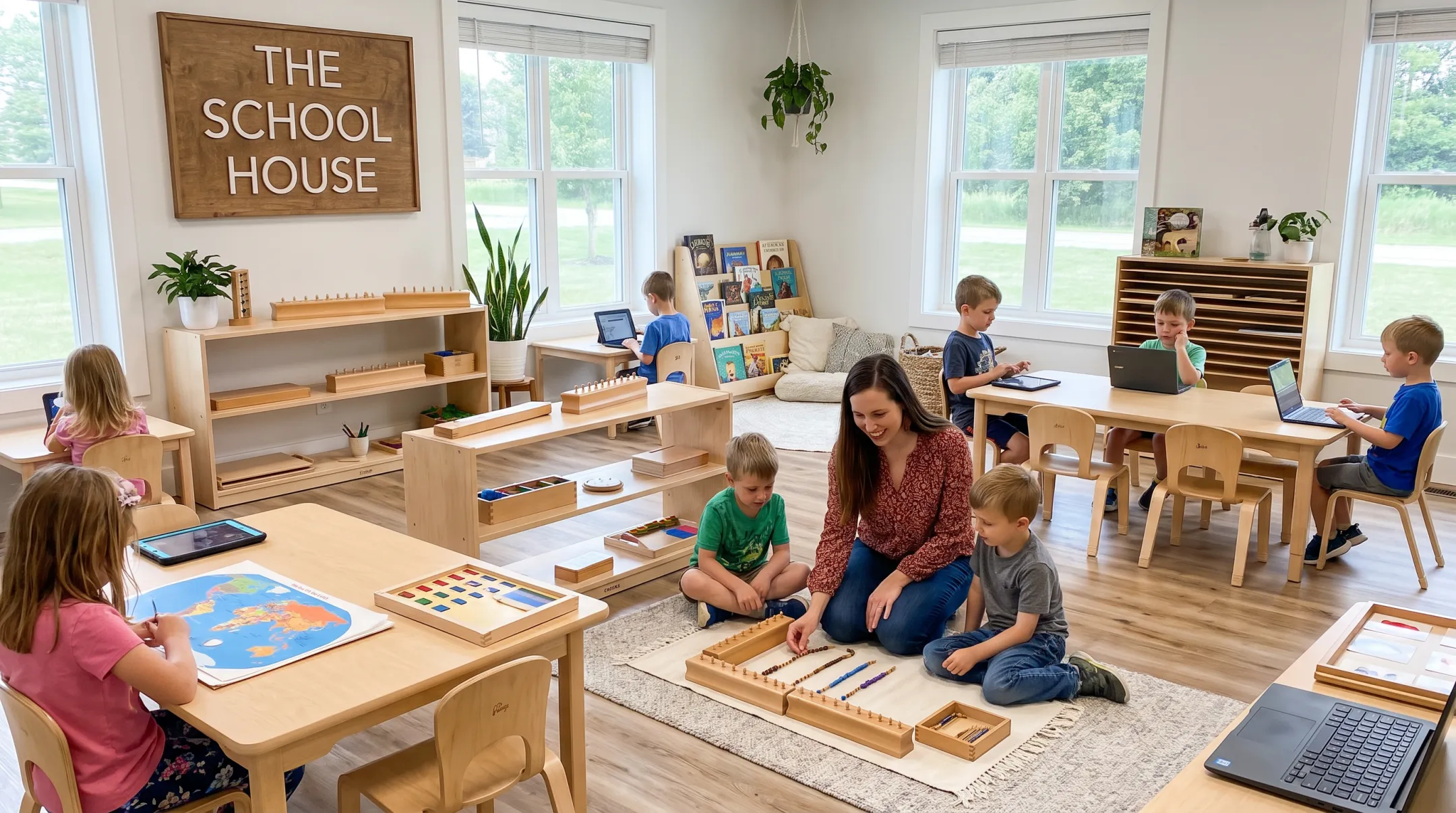 The School House students engaged in American Emergent Curriculum classroom activity