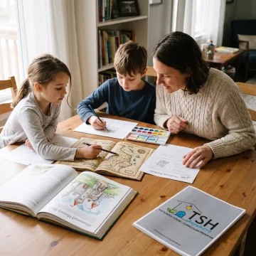 Homeschool family using medieval history learning materials