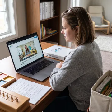 Parent preparing an online homeschool lesson