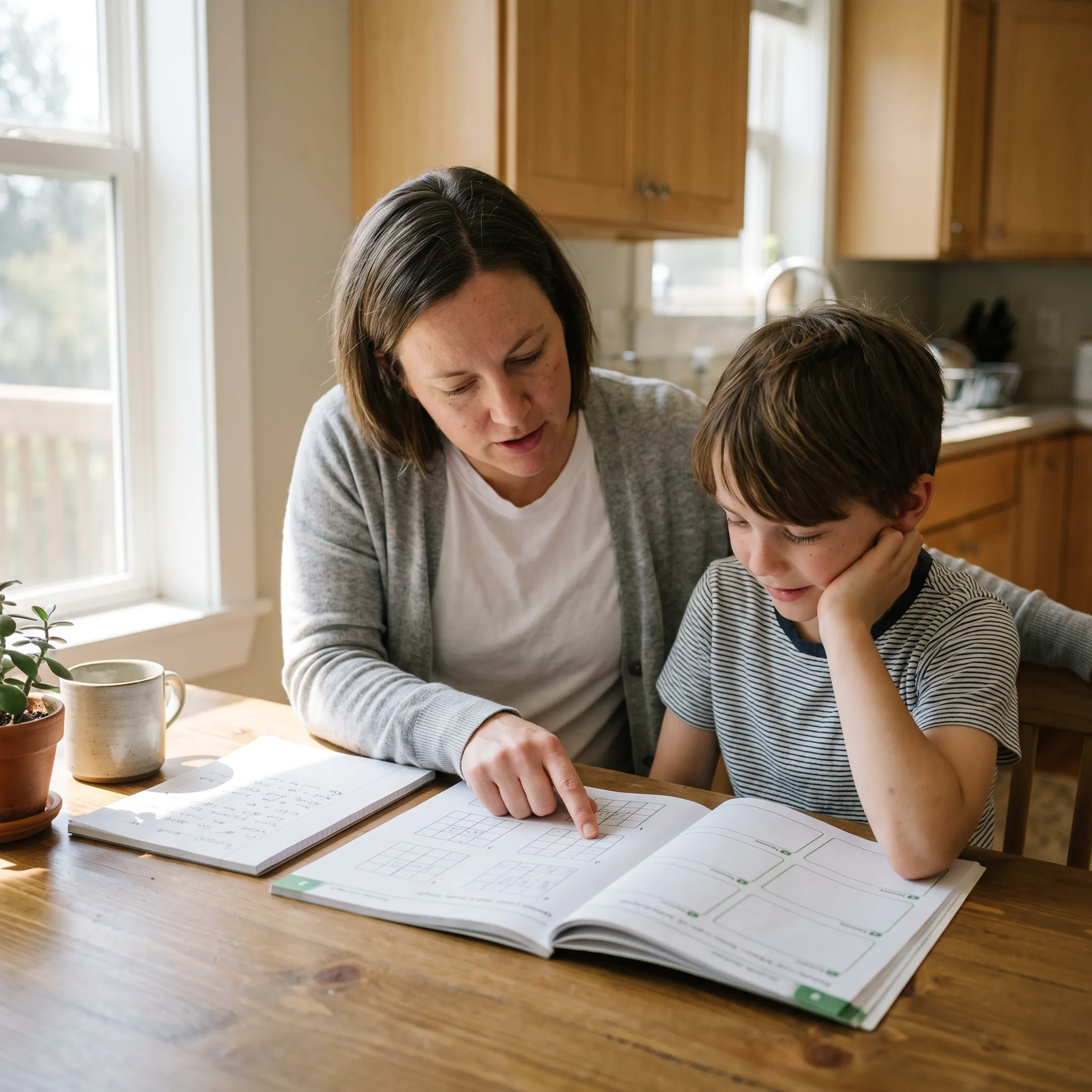 Family reviewing flexible education options