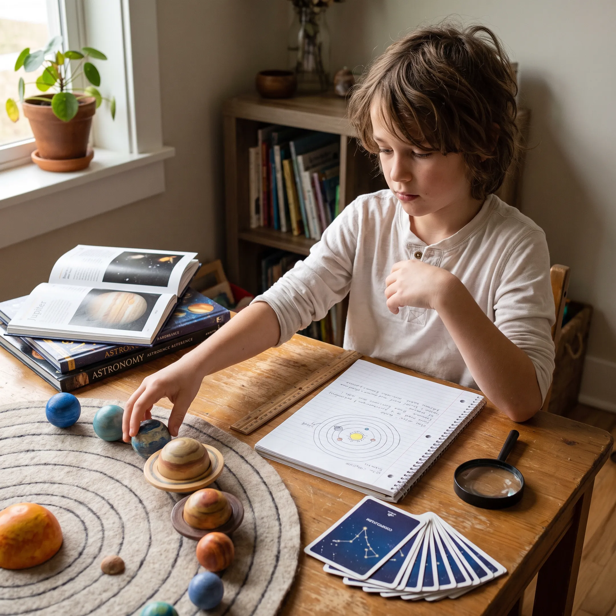 Child completing a hands-on space science lesson