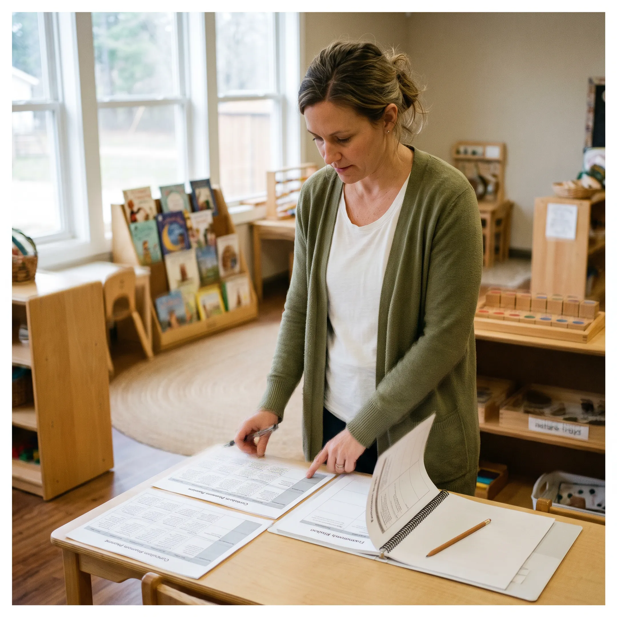 Educator planning a microschool learning space