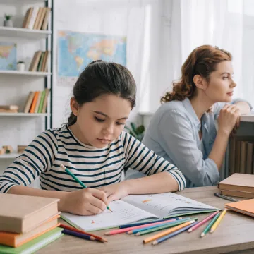 Homeschool learner completing an art-integrated lesson