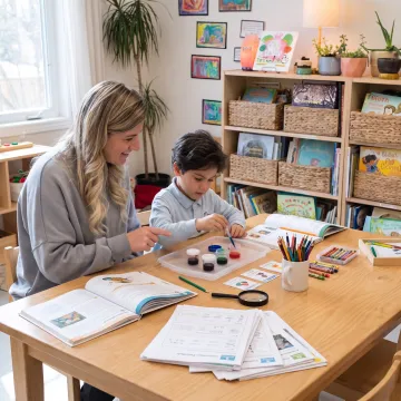 Parent and child working through a hands-on personalized lesson