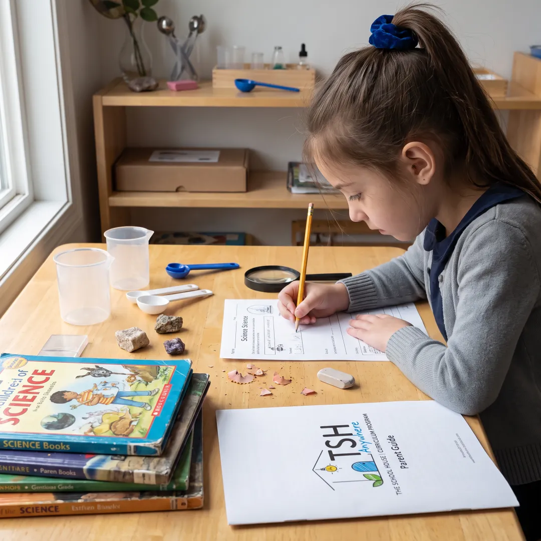 Homeschool student completing a physical science activity