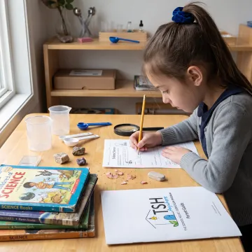 Homeschool student completing a physical science activity
