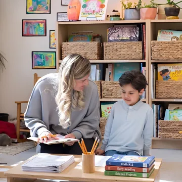 Homeschool materials arranged for a family lesson