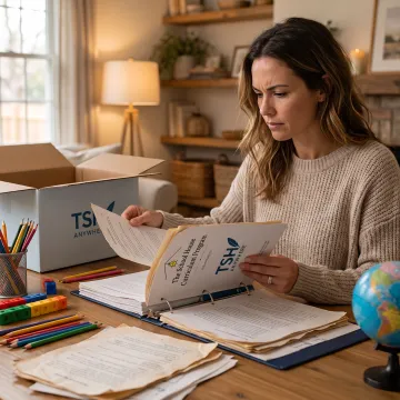 Homeschool educator preparing hands-on lessons
