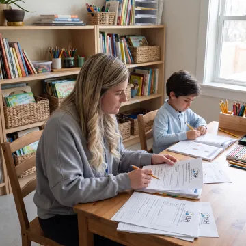 Parent preparing a homeschool lesson