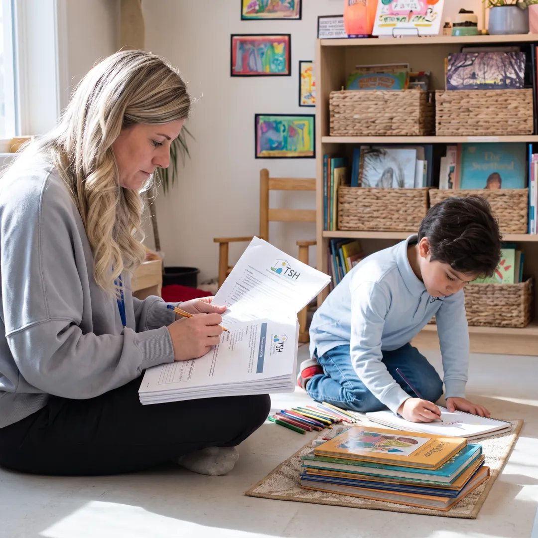 Homeschool parent preparing a lesson