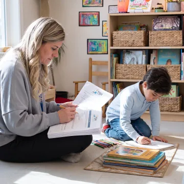 Homeschool parent preparing a lesson