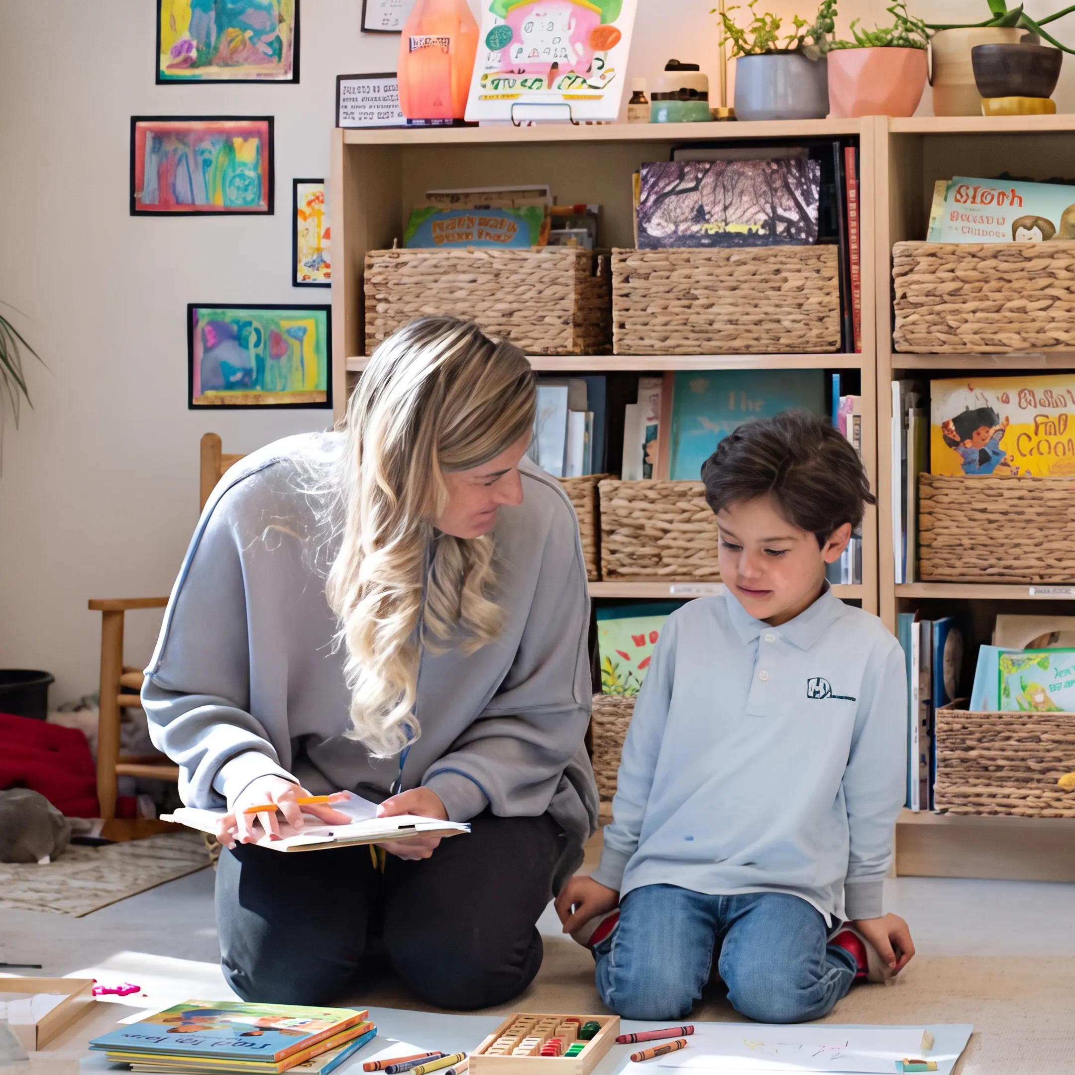 Parent and preschooler learning together at home