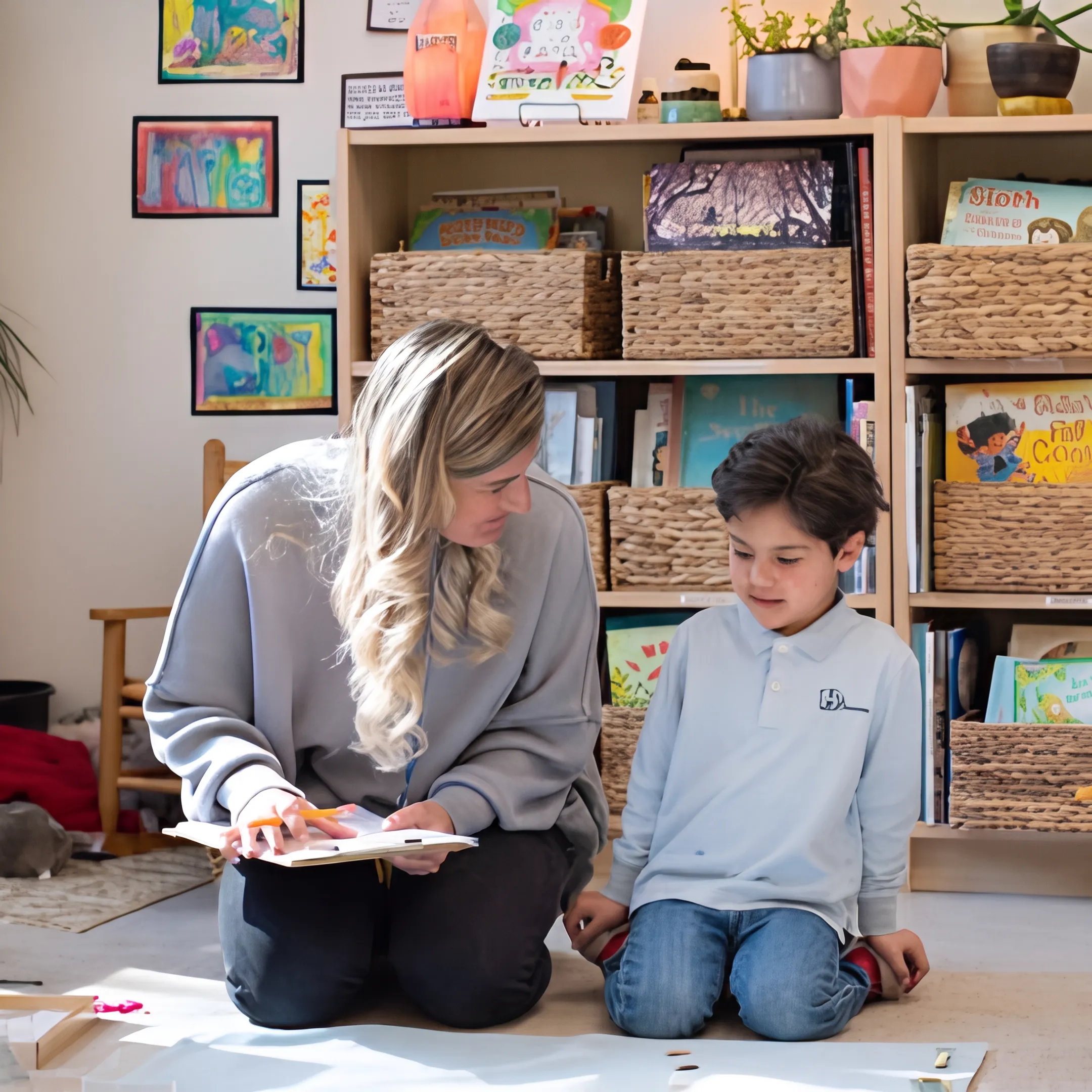 Elementary student completing a hands-on homeschool lesson