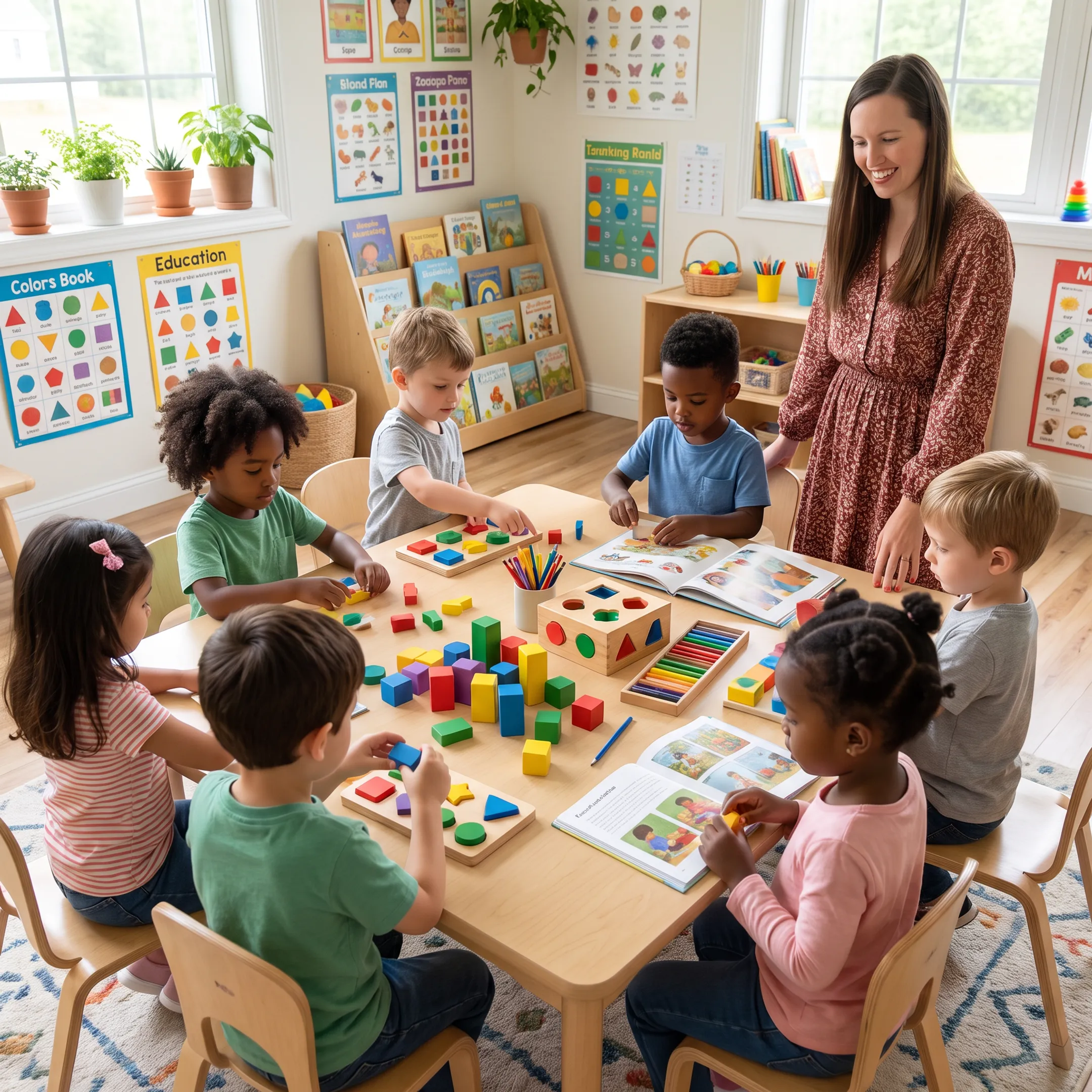 Young children learning together in a classroom