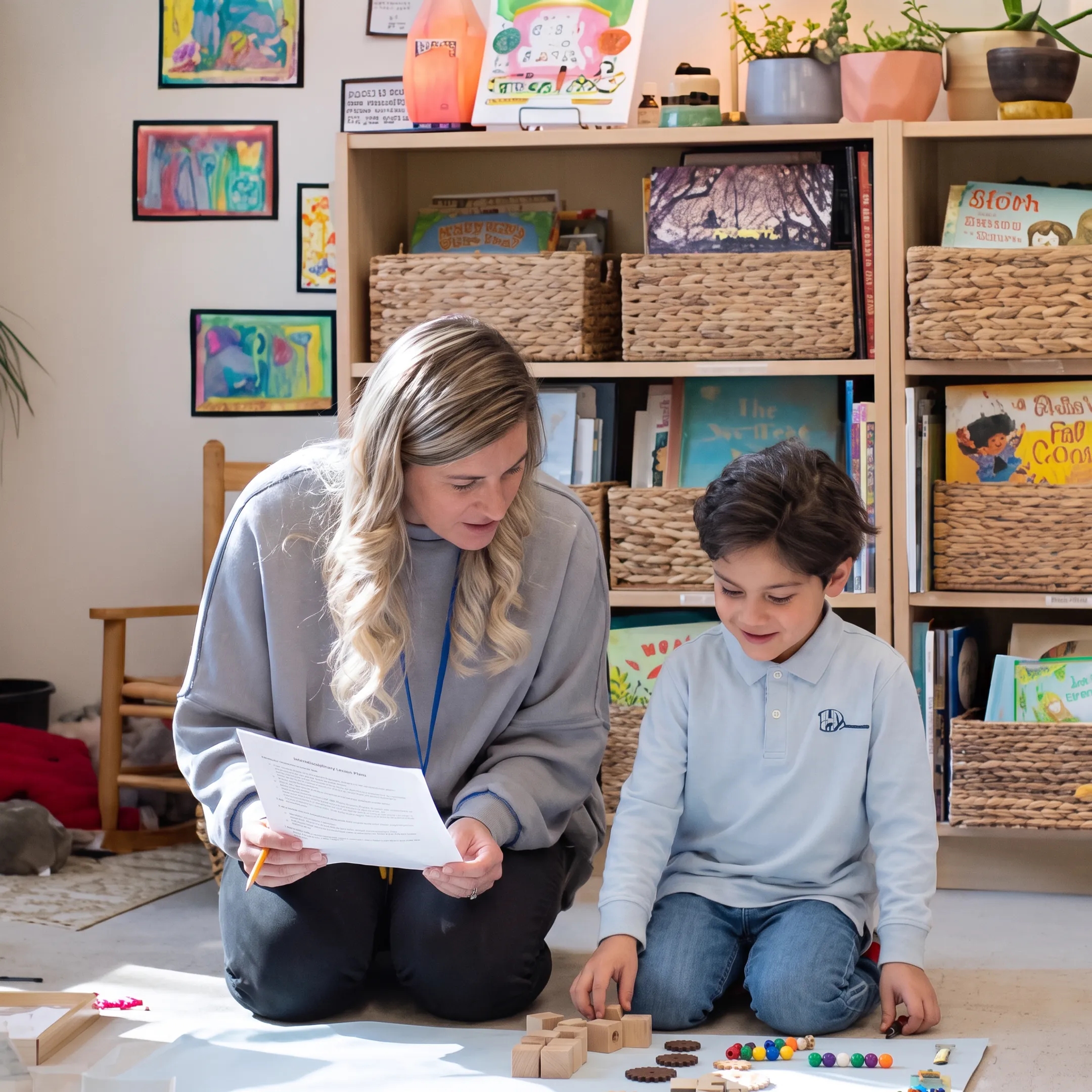 Homeschool parent reviewing lesson plans
