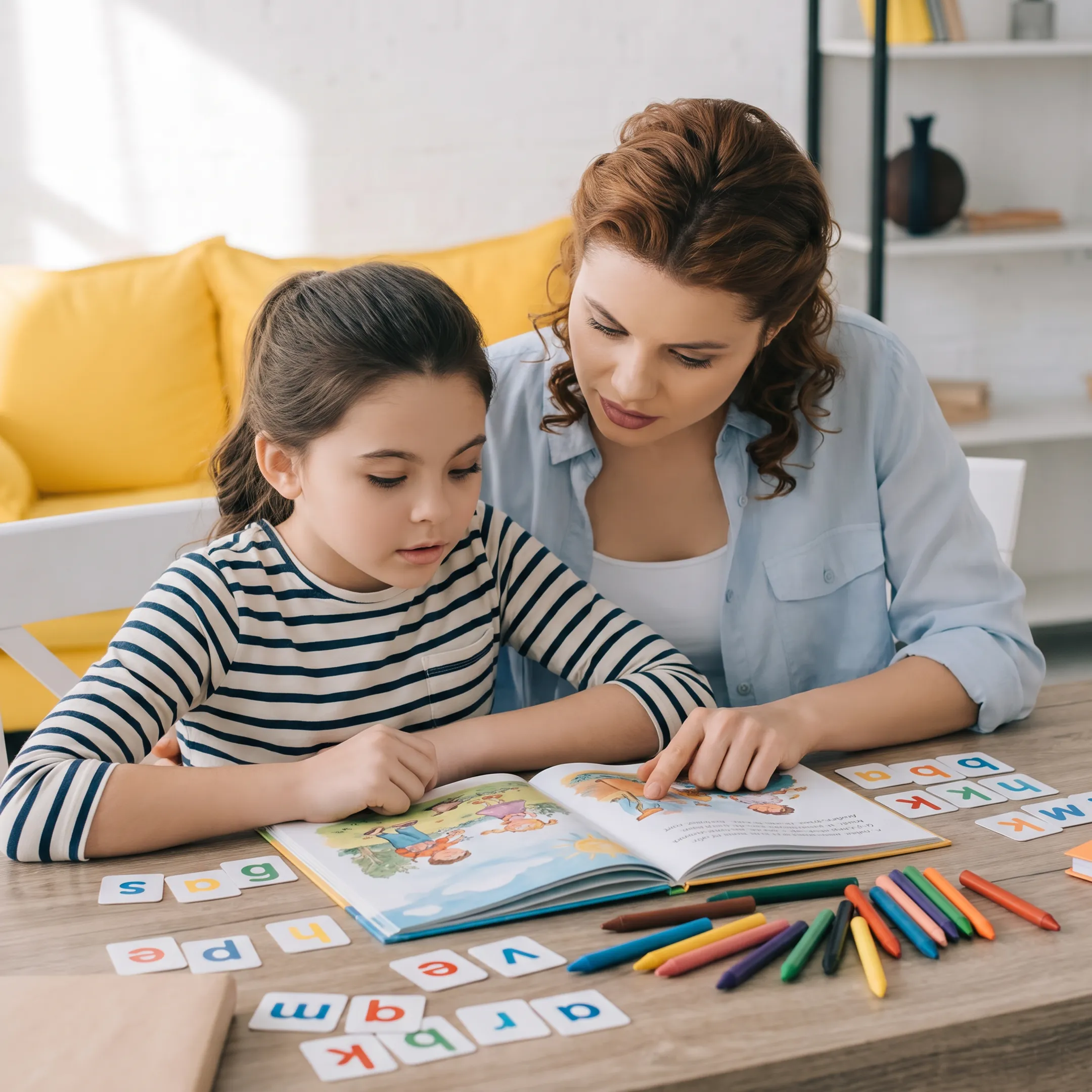 Parent and four-year-old sharing an early reading lesson