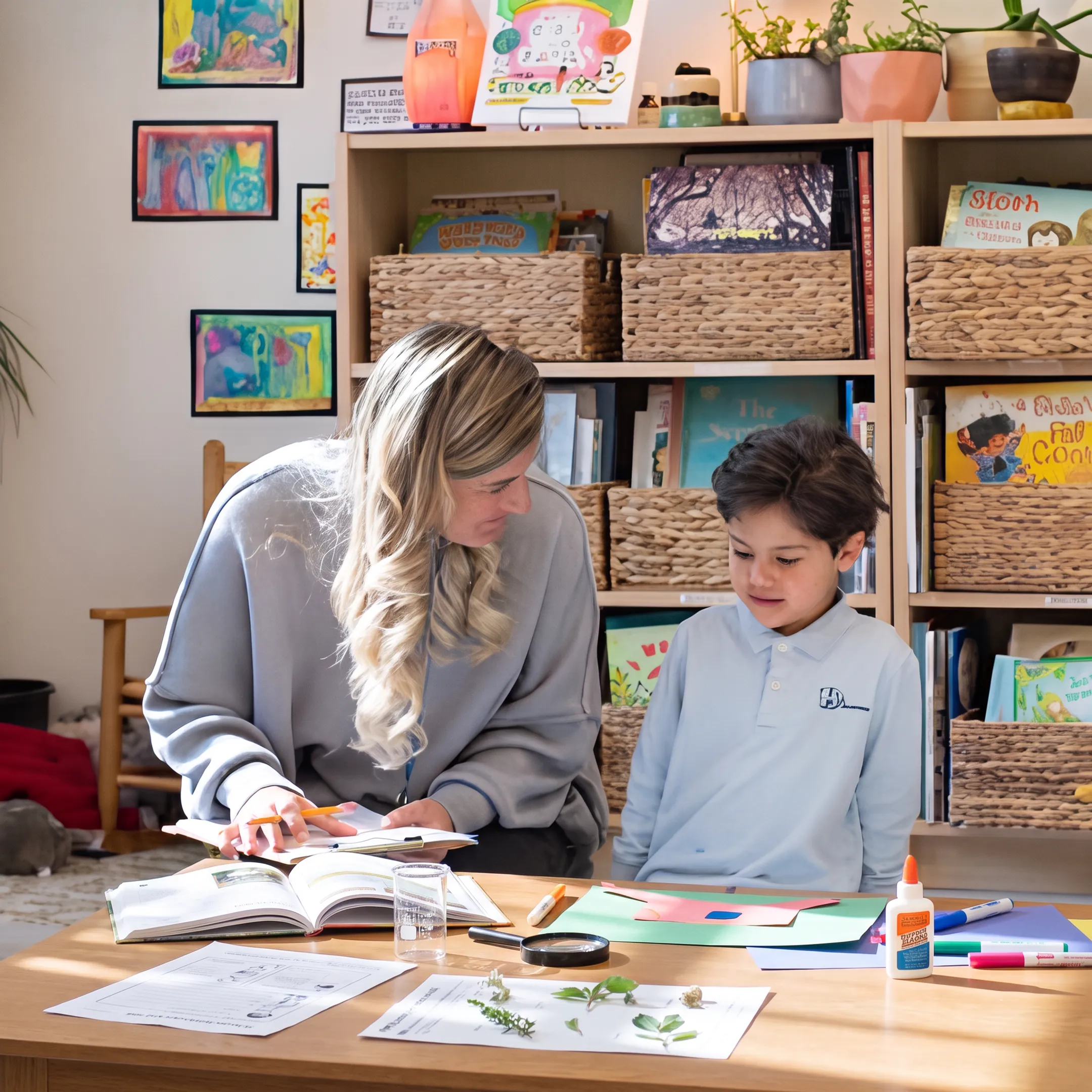 Homeschool families collaborating around a learning table