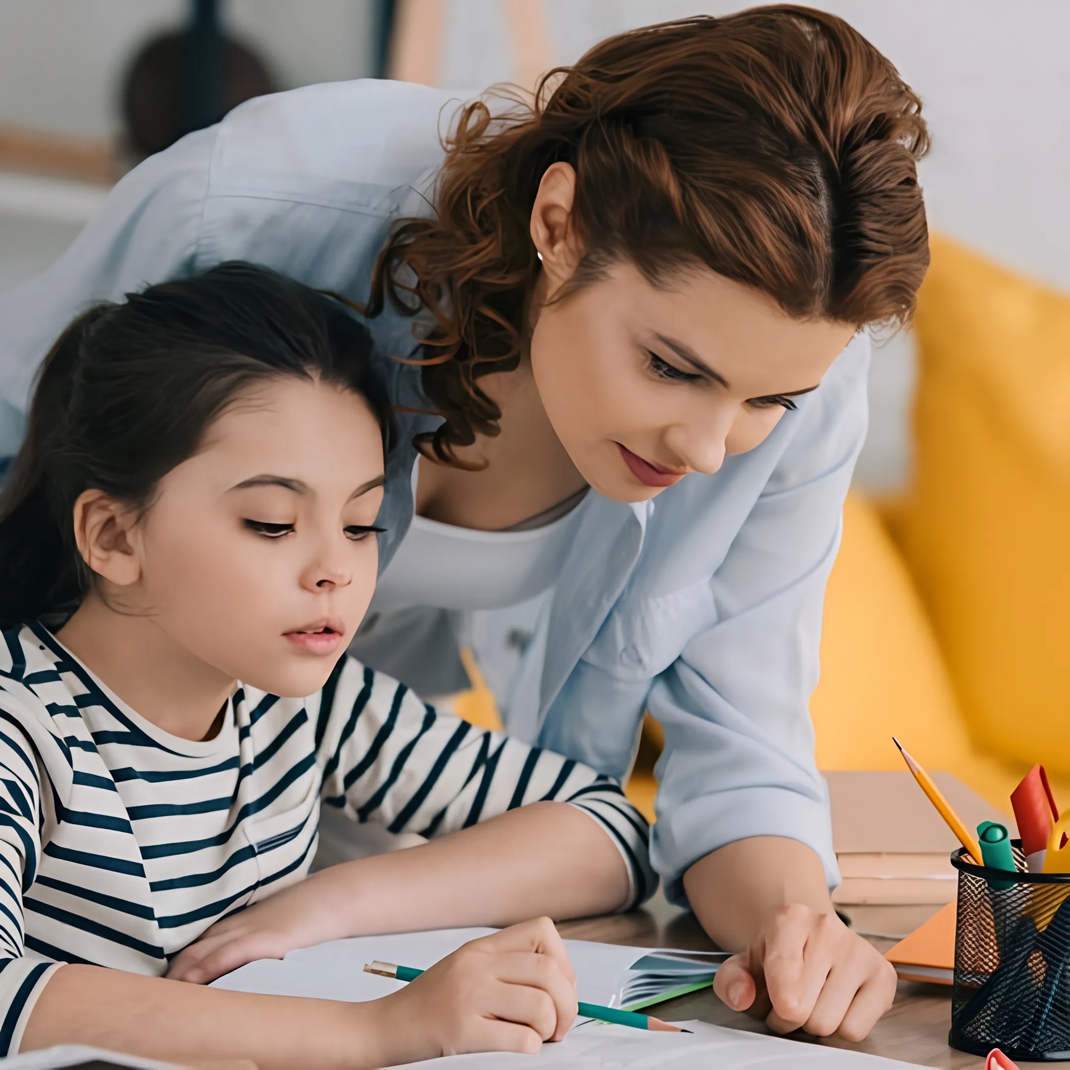 Child completing an integrated homeschool lesson