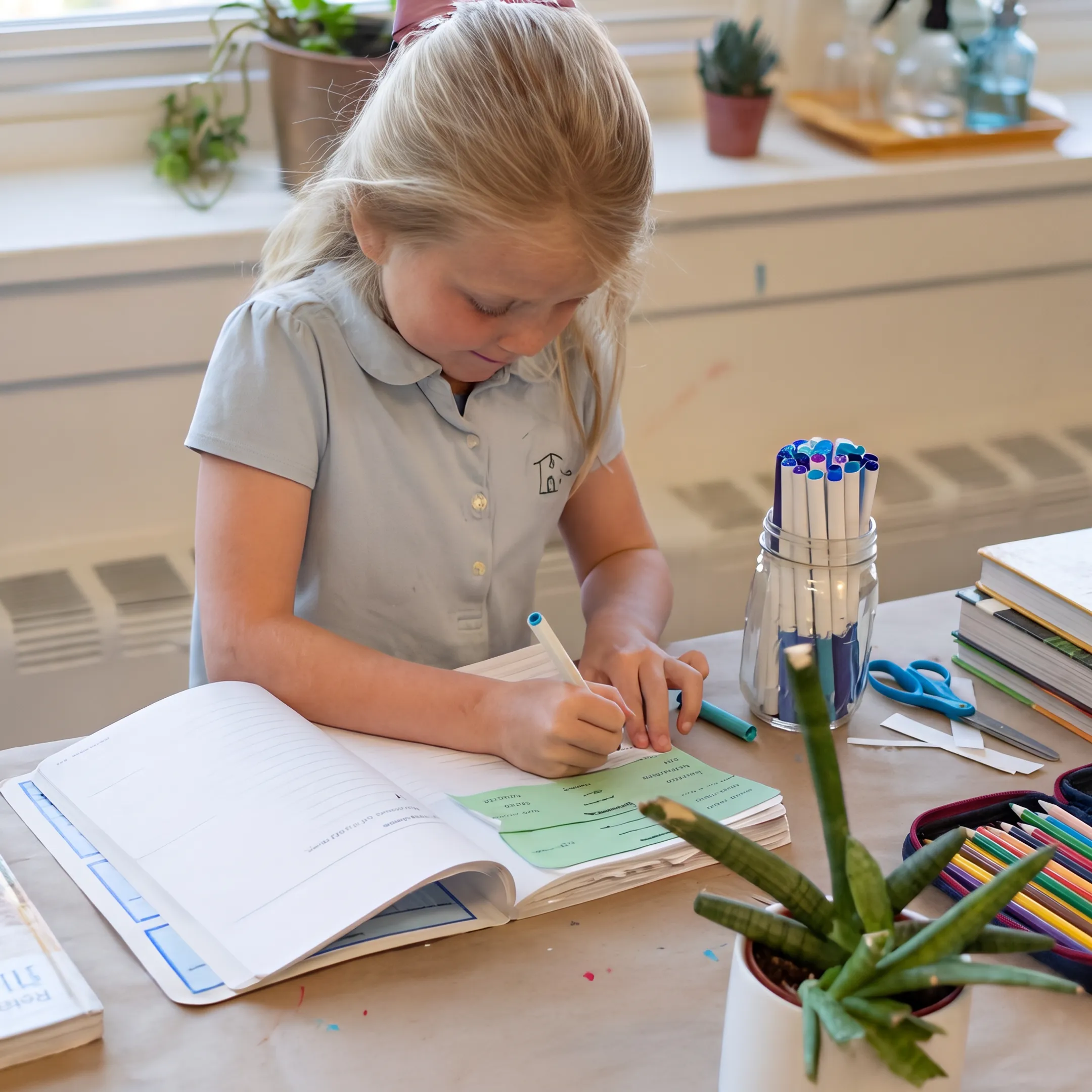 Child completing an integrated homeschool curriculum activity