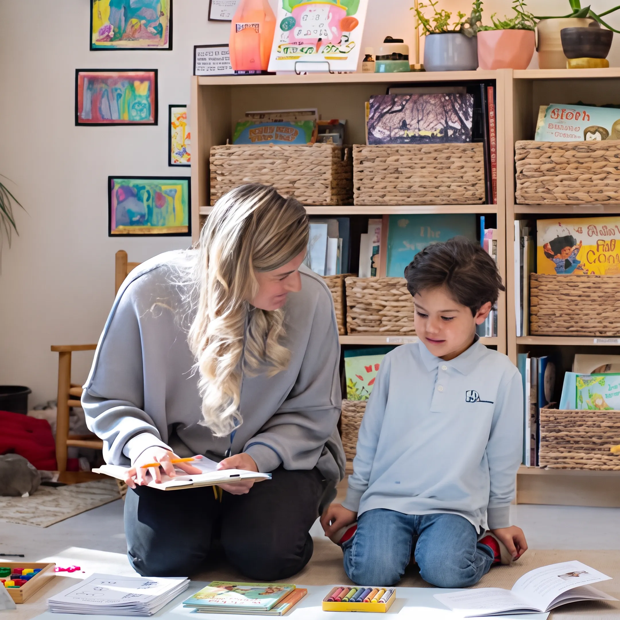 Preschool homeschool materials arranged for a connected learning activity