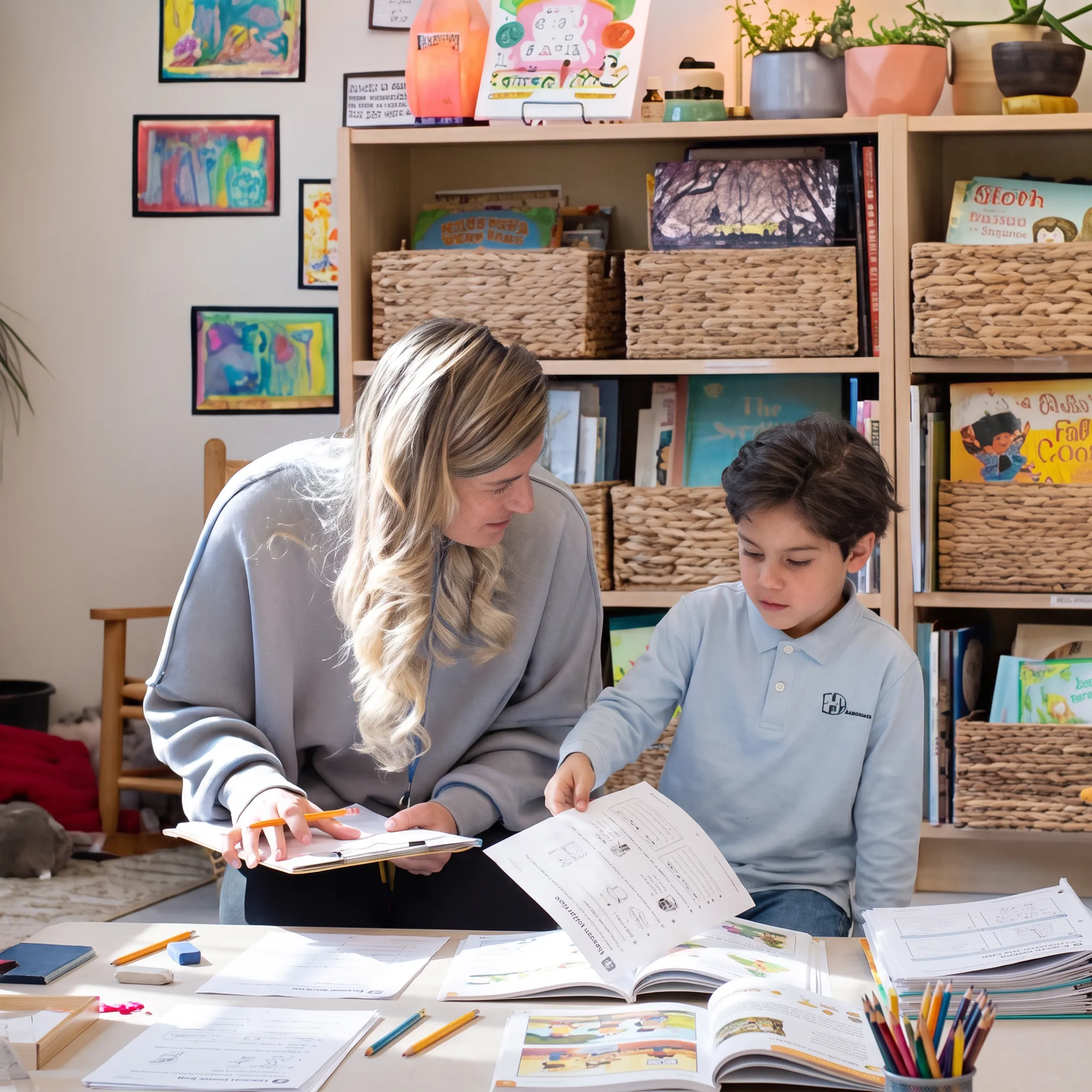 Child learning with homeschool curriculum materials