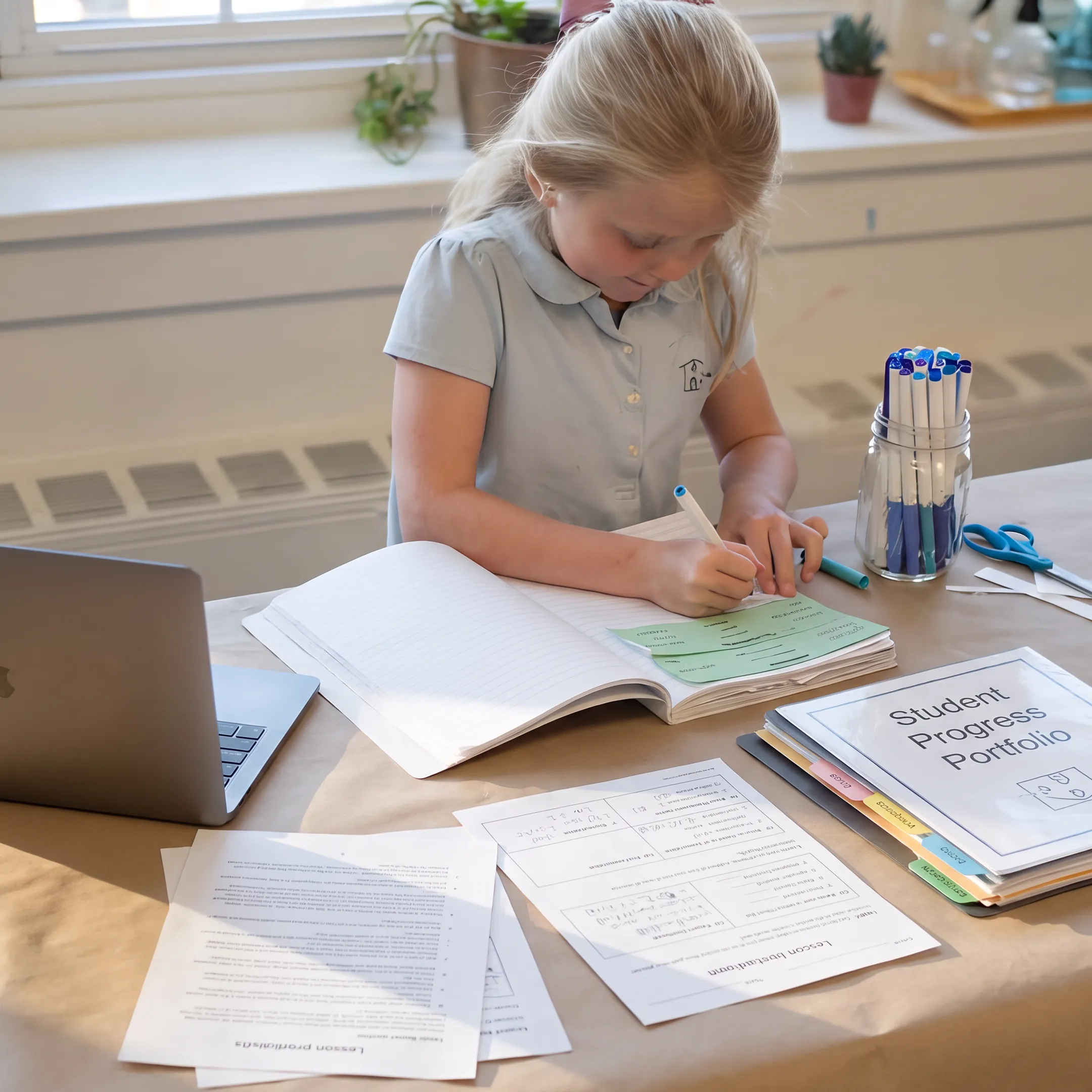Homeschool curriculum and progress portfolio materials