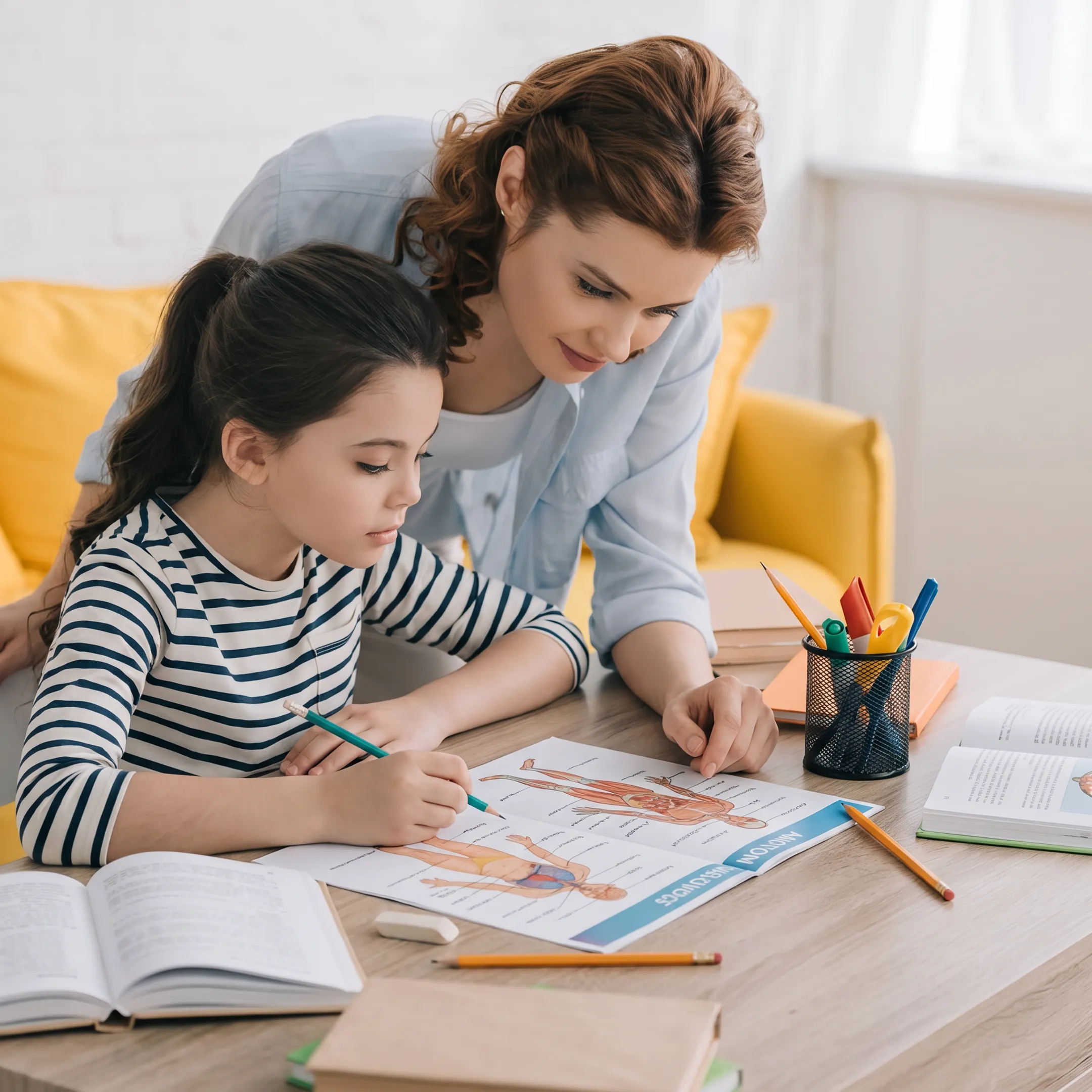 Child completing a human body homeschool activity