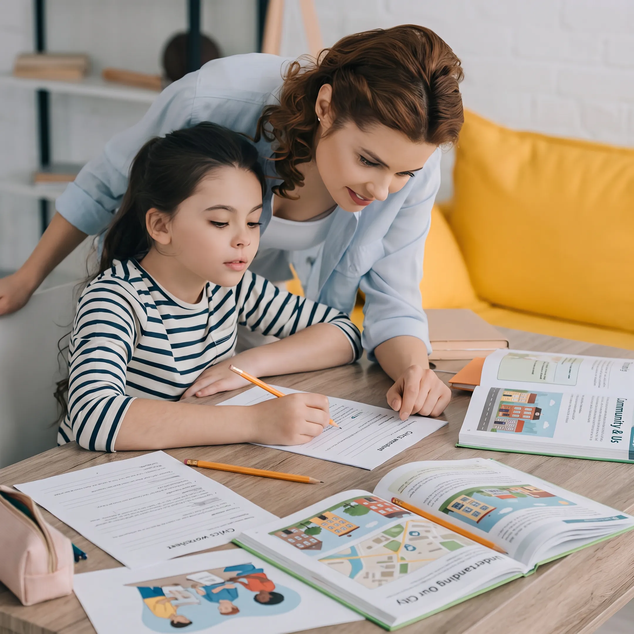 Homeschool family using civics curriculum materials
