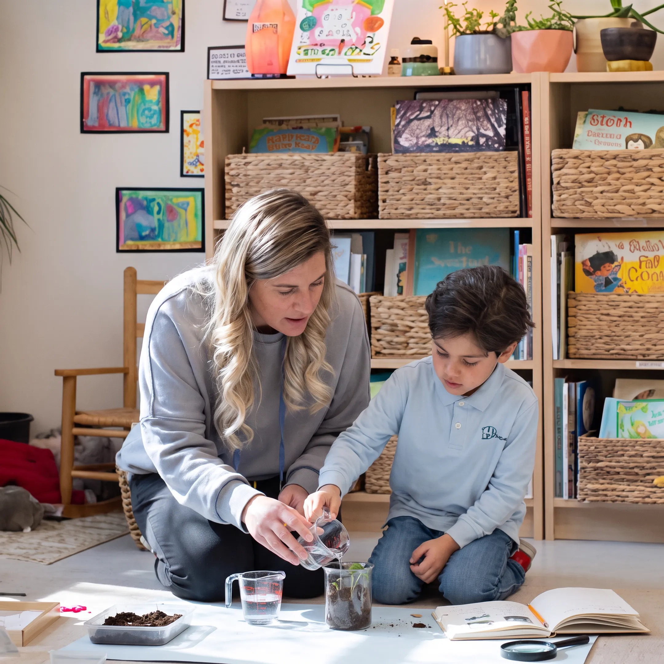 Tallahassee homeschool student exploring a hands-on science activity at home