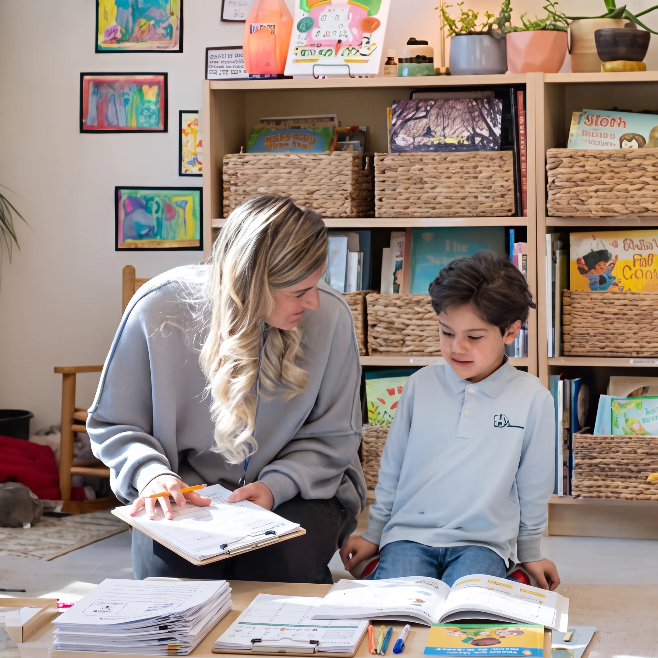 Homeschool curriculum materials arranged for a family lesson