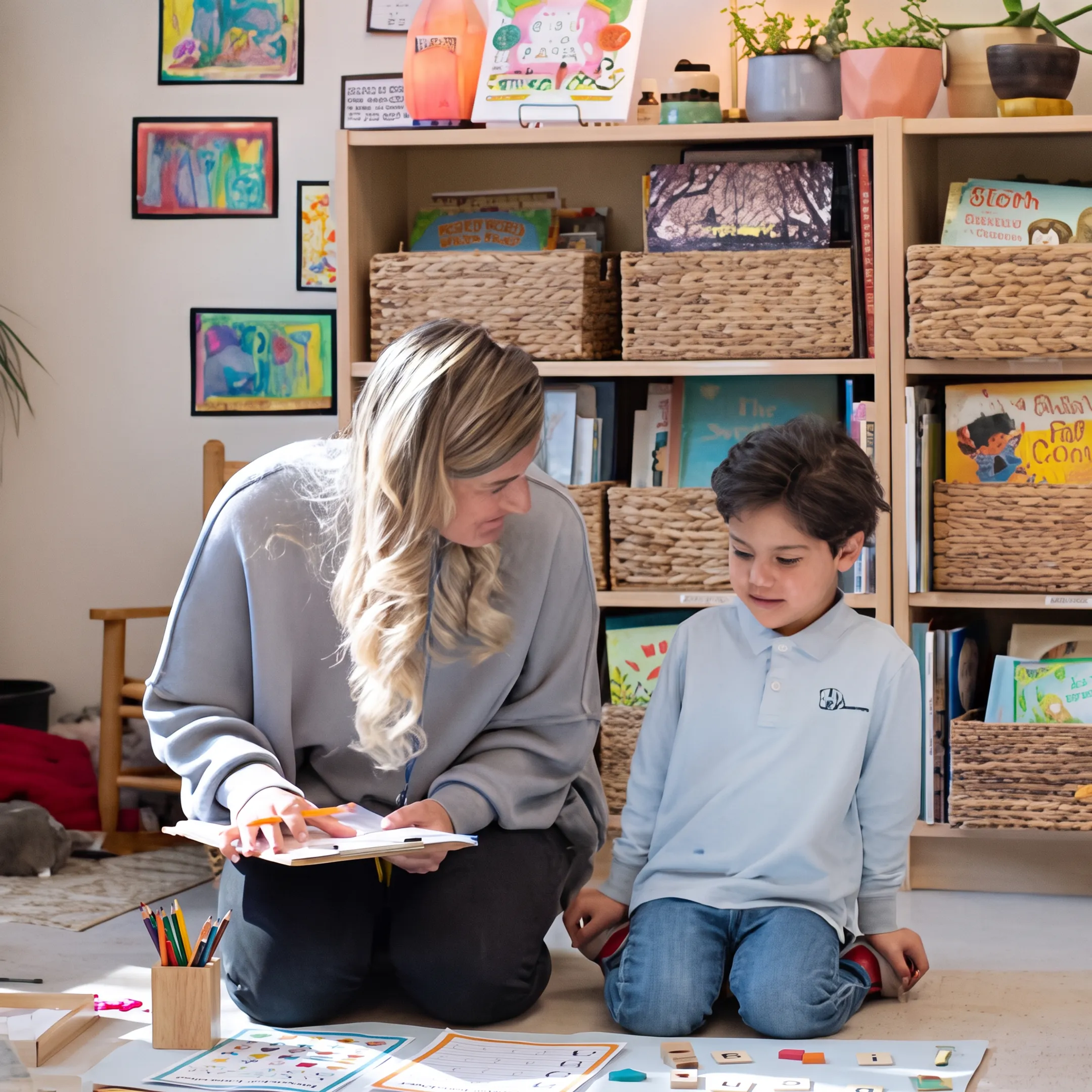 Secular preschool homeschool lesson materials arranged for a child