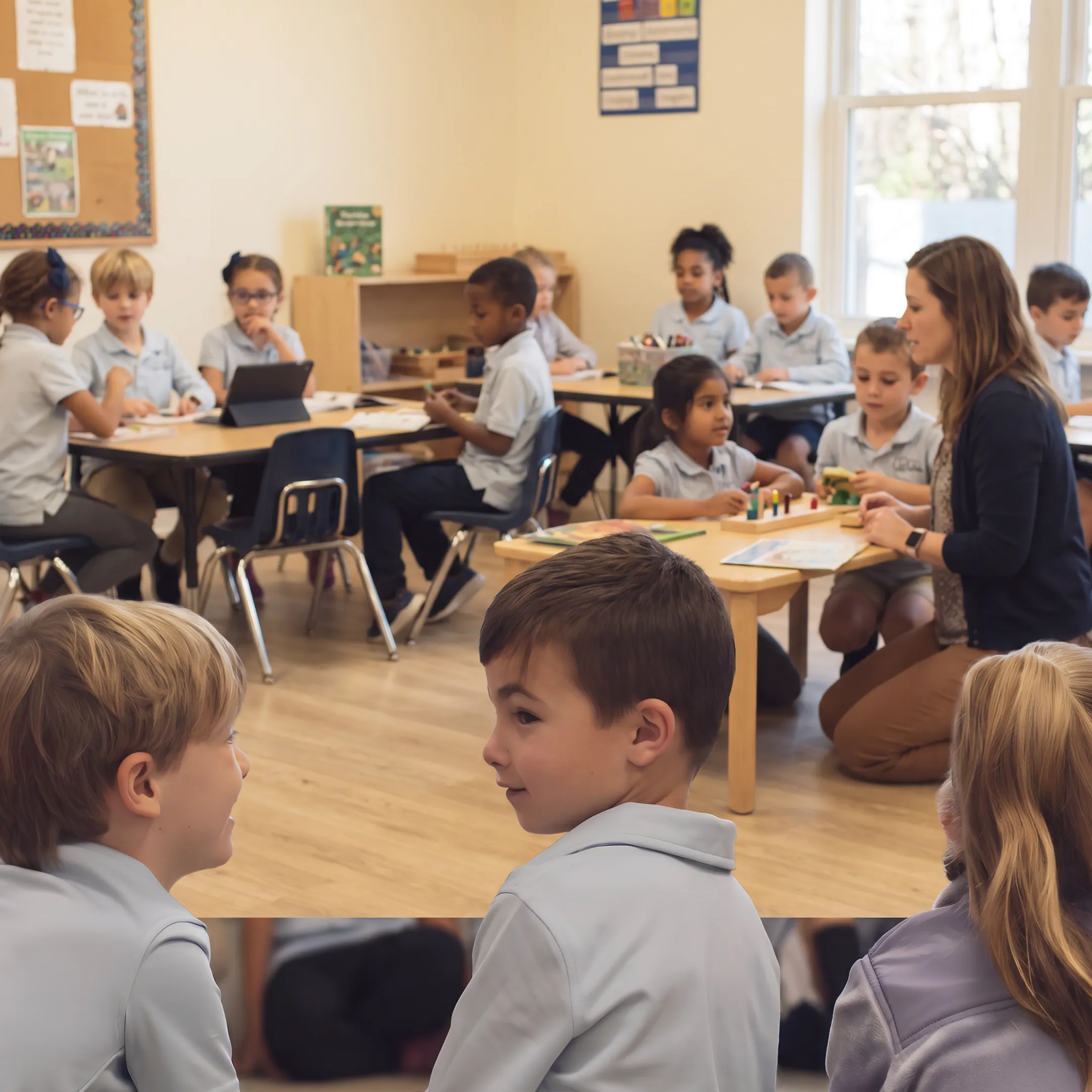 Children learning together in a welcoming microschool classroom