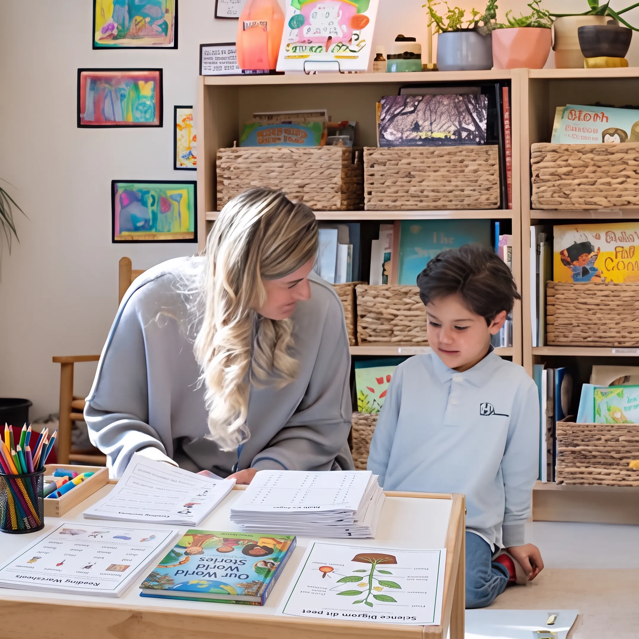 Homeschool parent preparing an integrated lesson