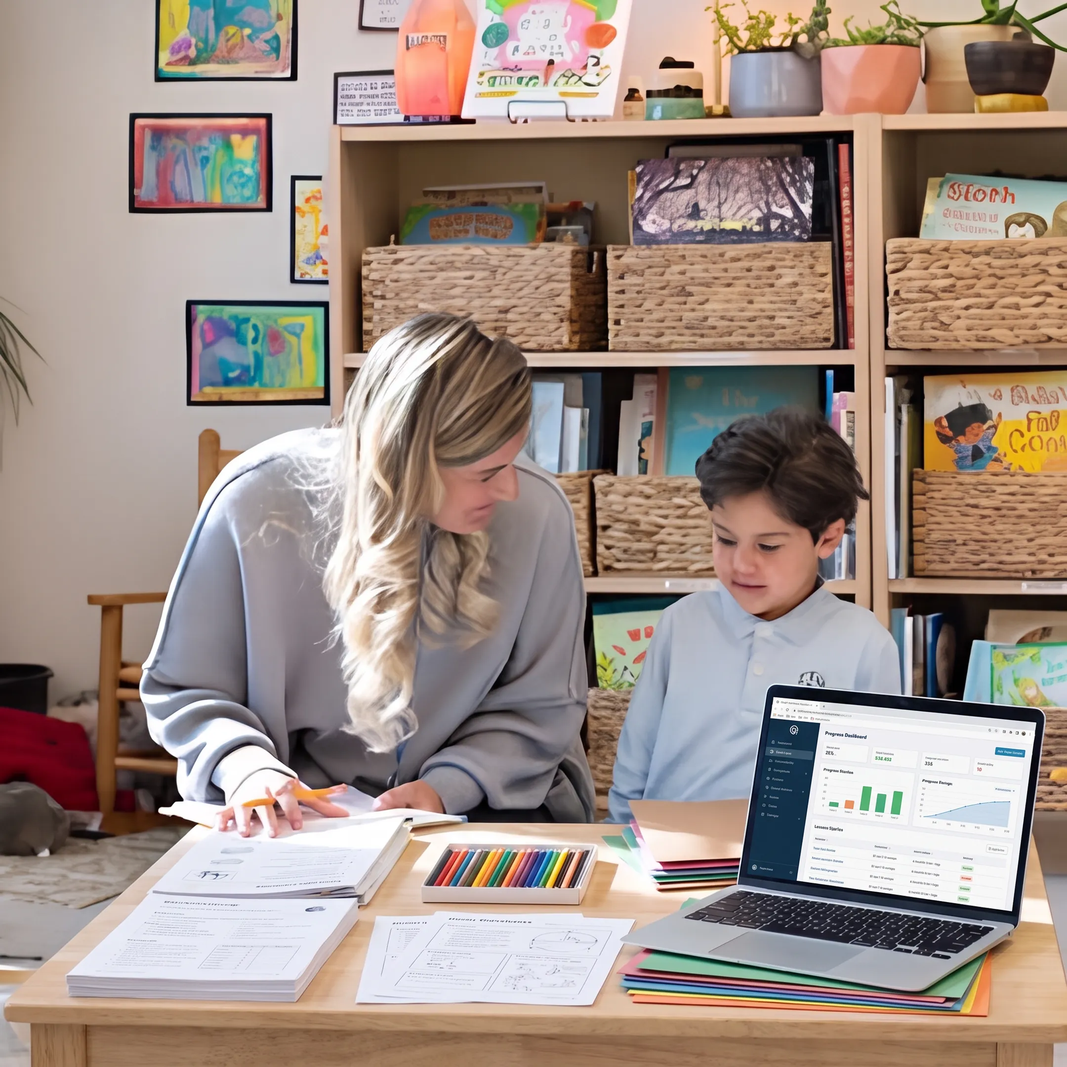 Homeschool materials arranged for an integrated lesson