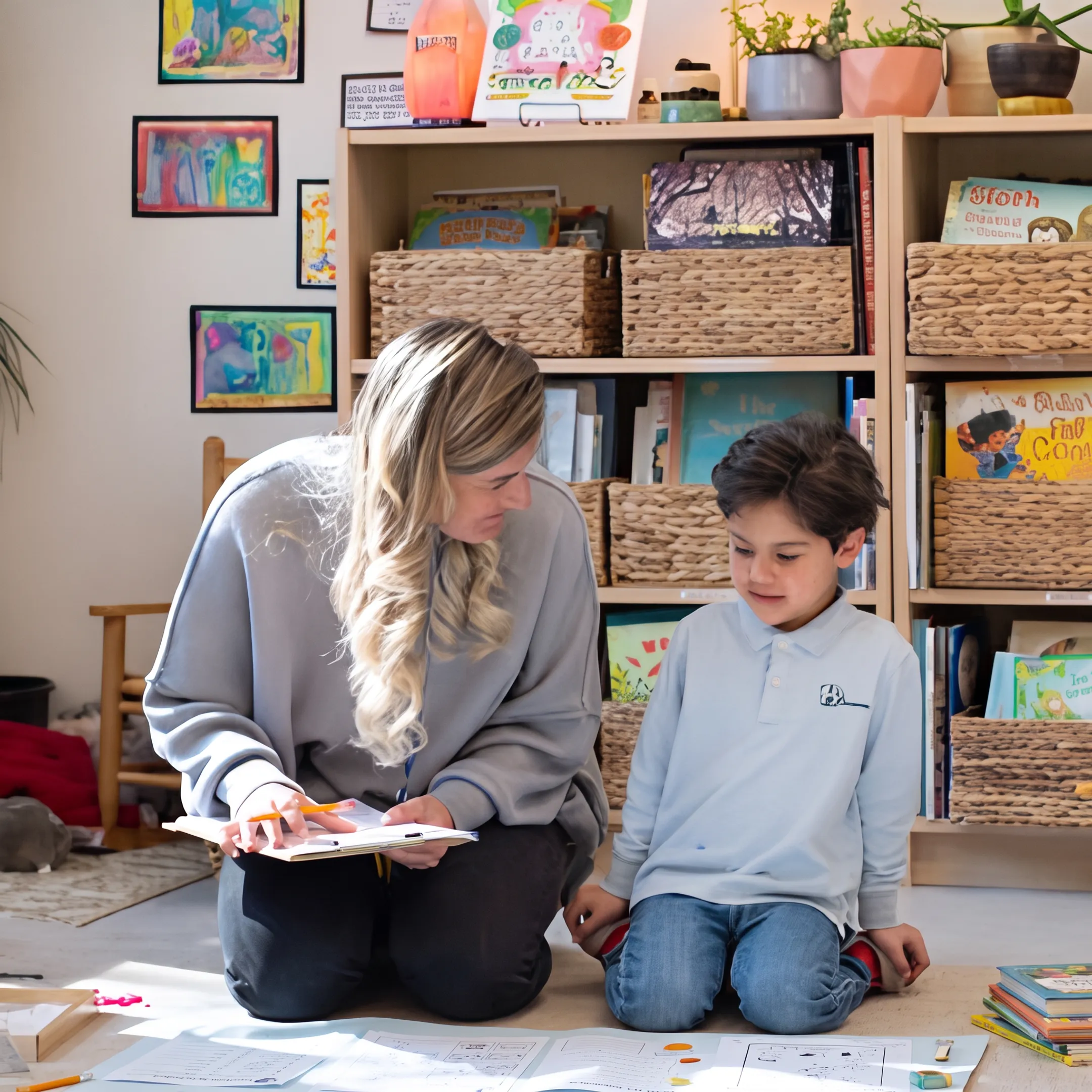 Parent and child exploring a homeschool lesson at home