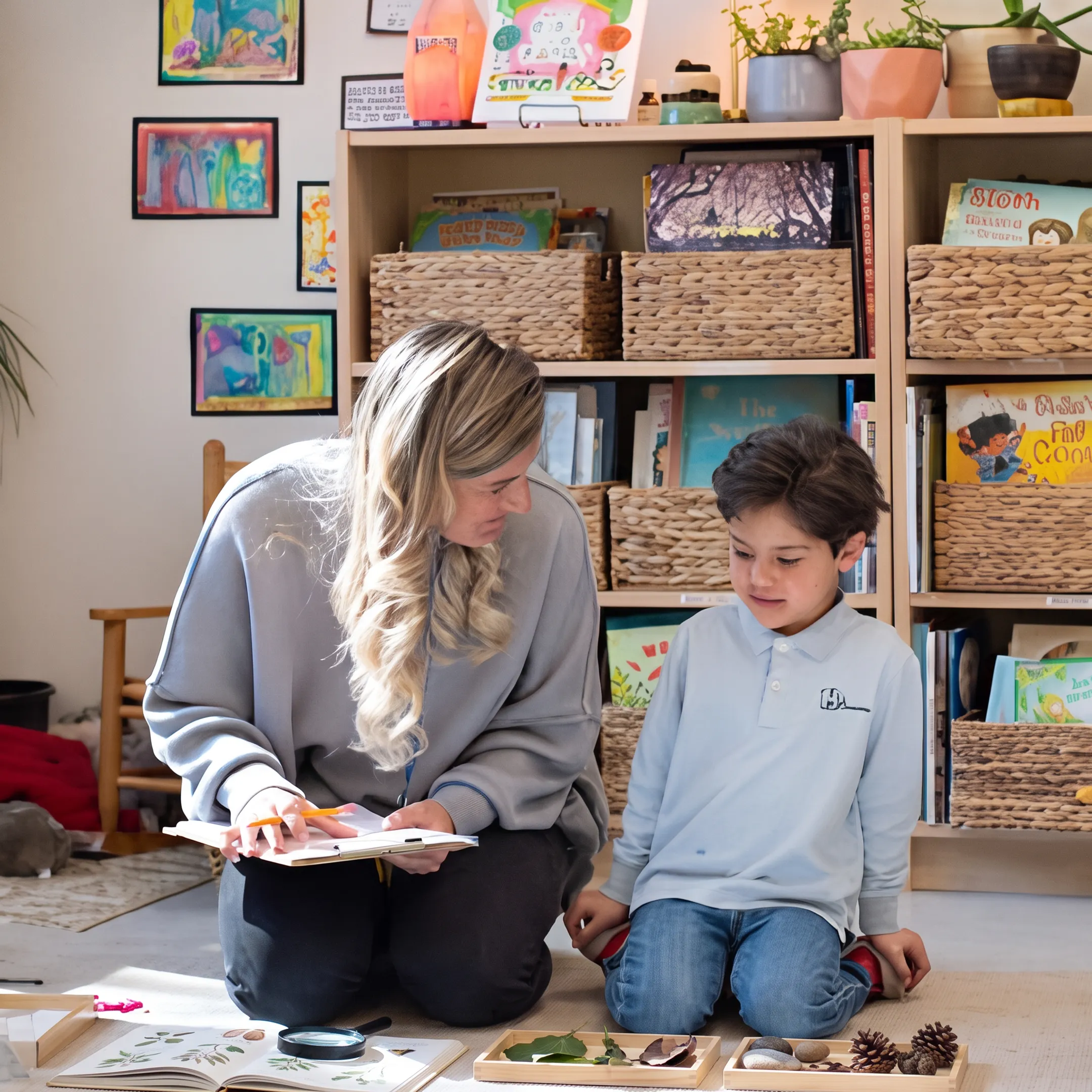 Parent and child exploring a hands-on STEM homeschool activity