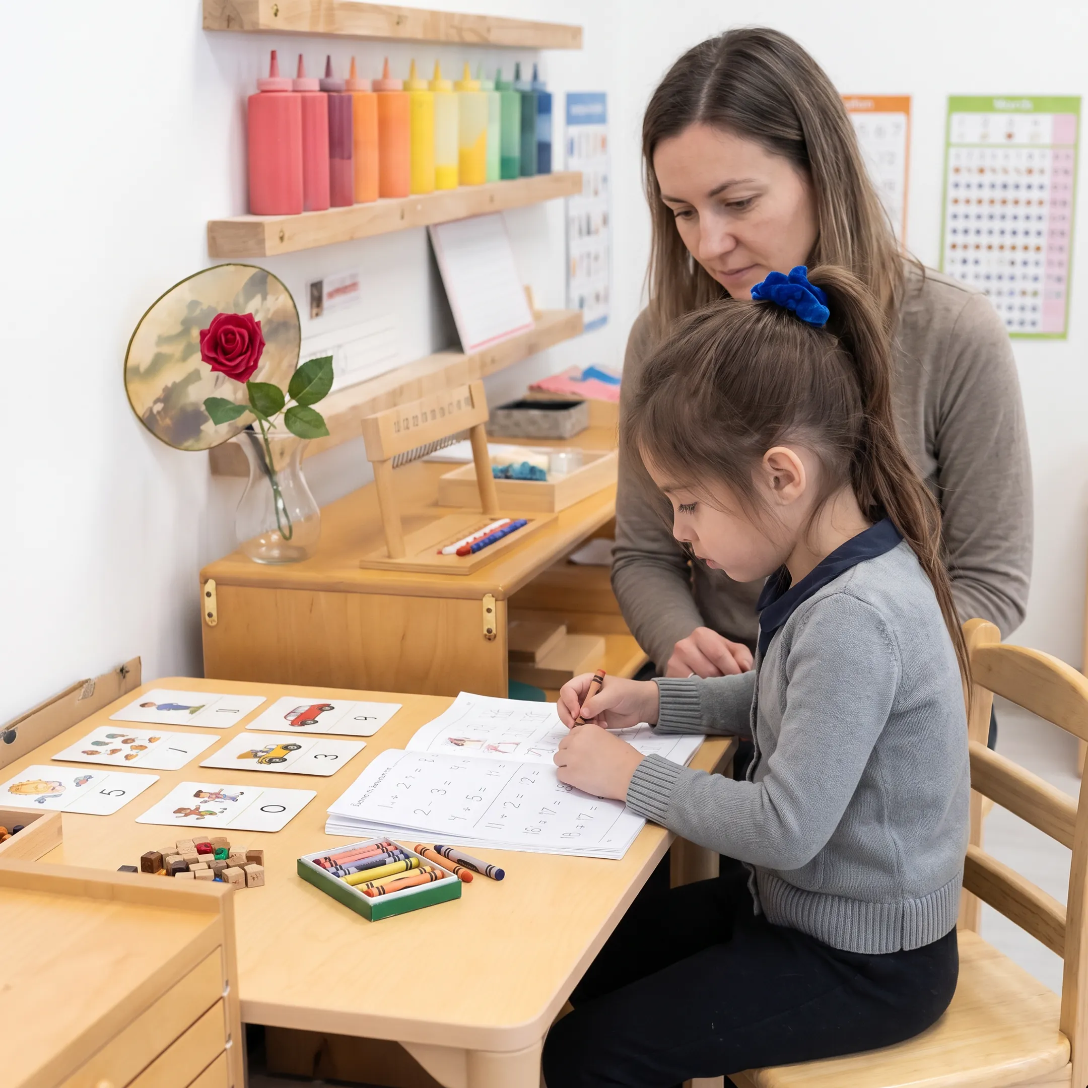 Preschool child completing a creative homeschool activity