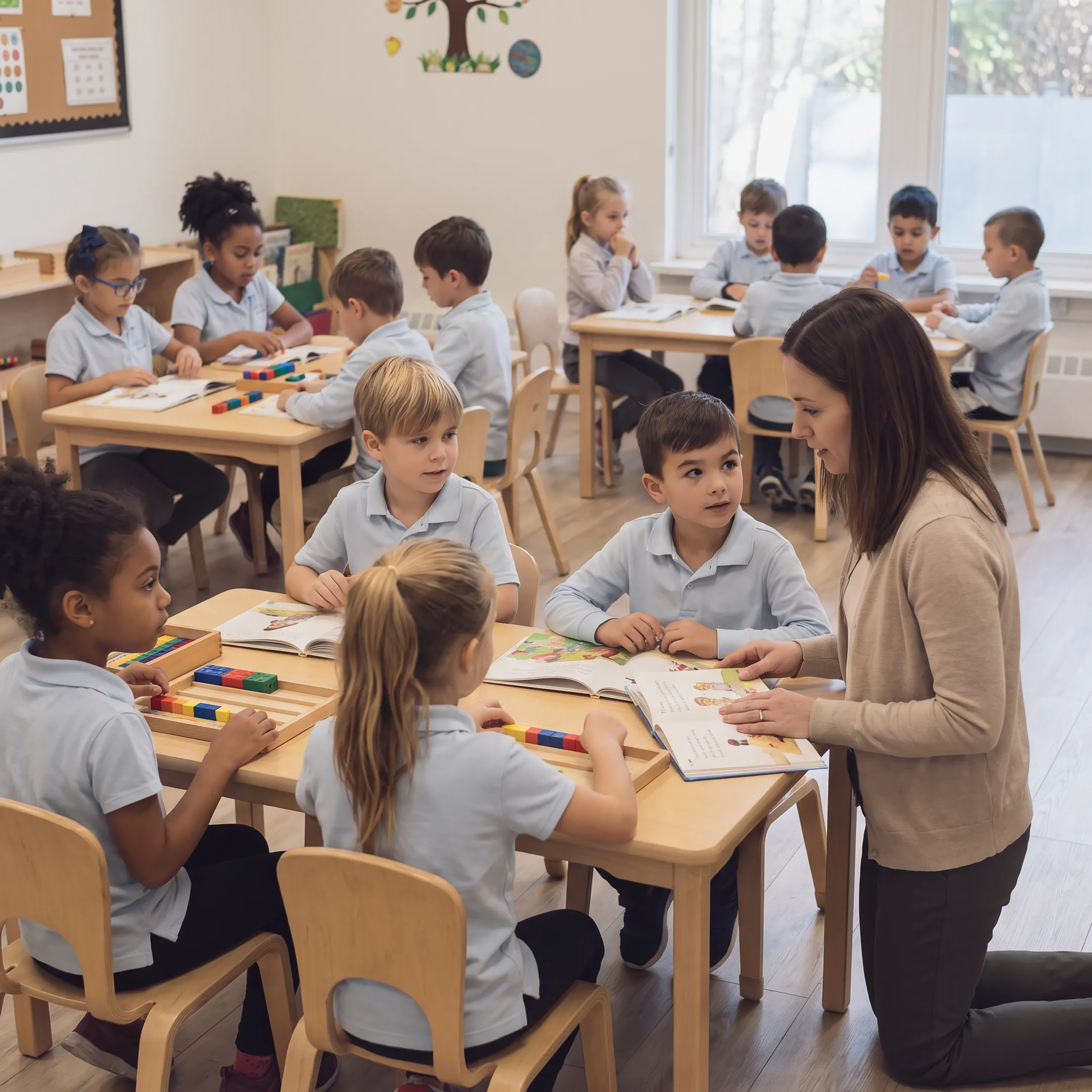 Children learning together in a collaborative Arizona microschool classroom