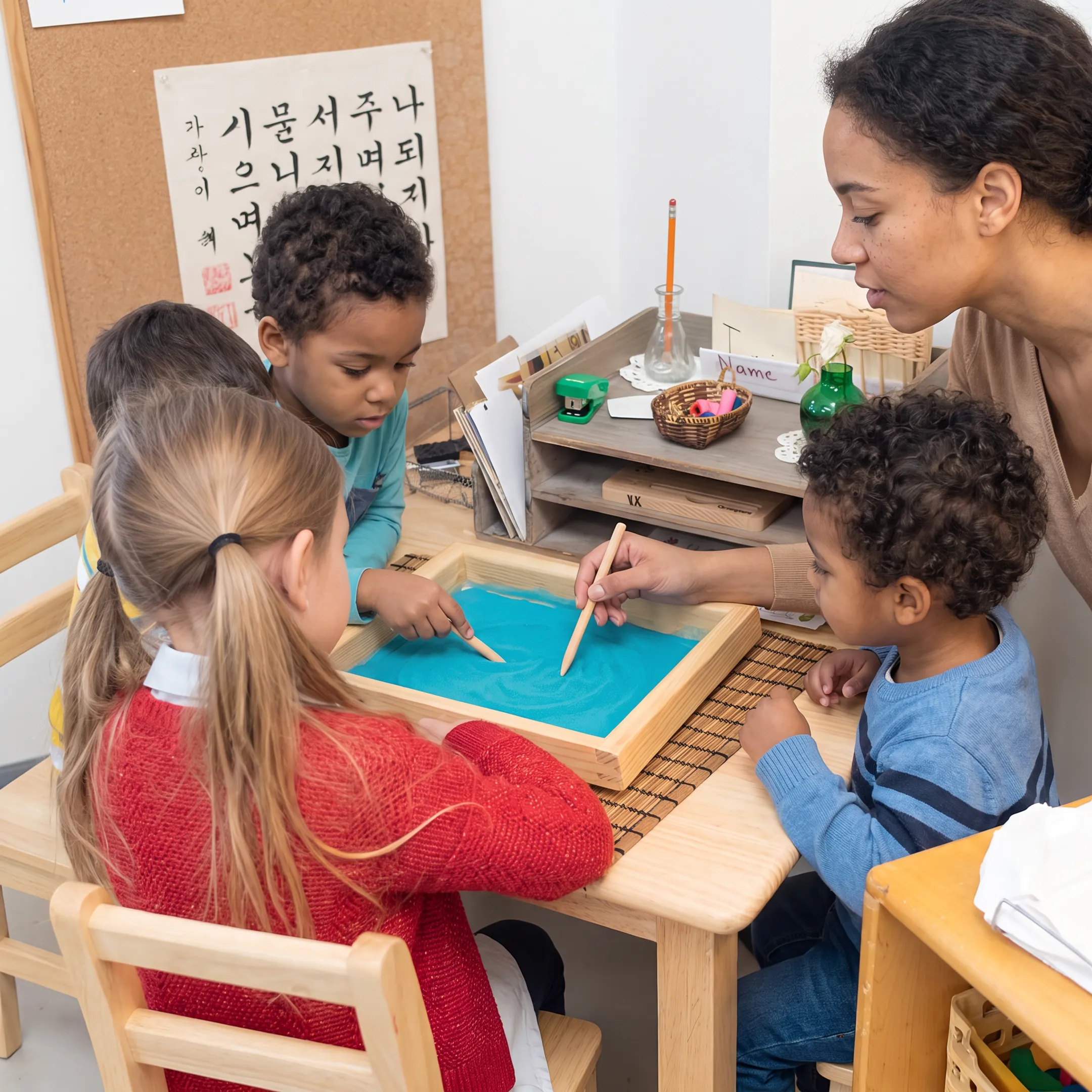 Students learning together in a small personalized classroom