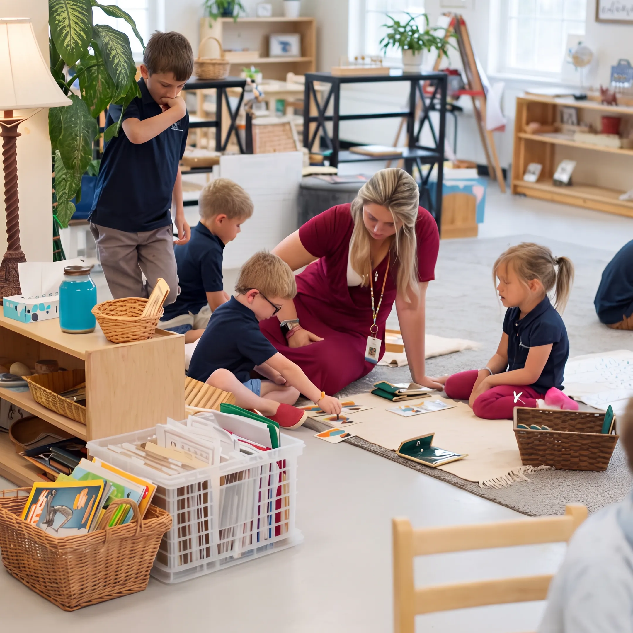 Educator supporting students during collaborative learning