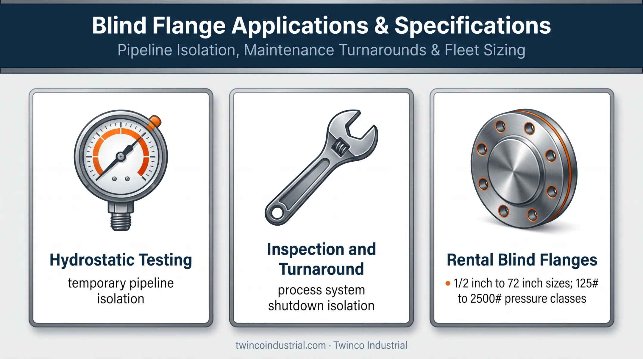 Industrial blind flange applications sizes and pressure classes