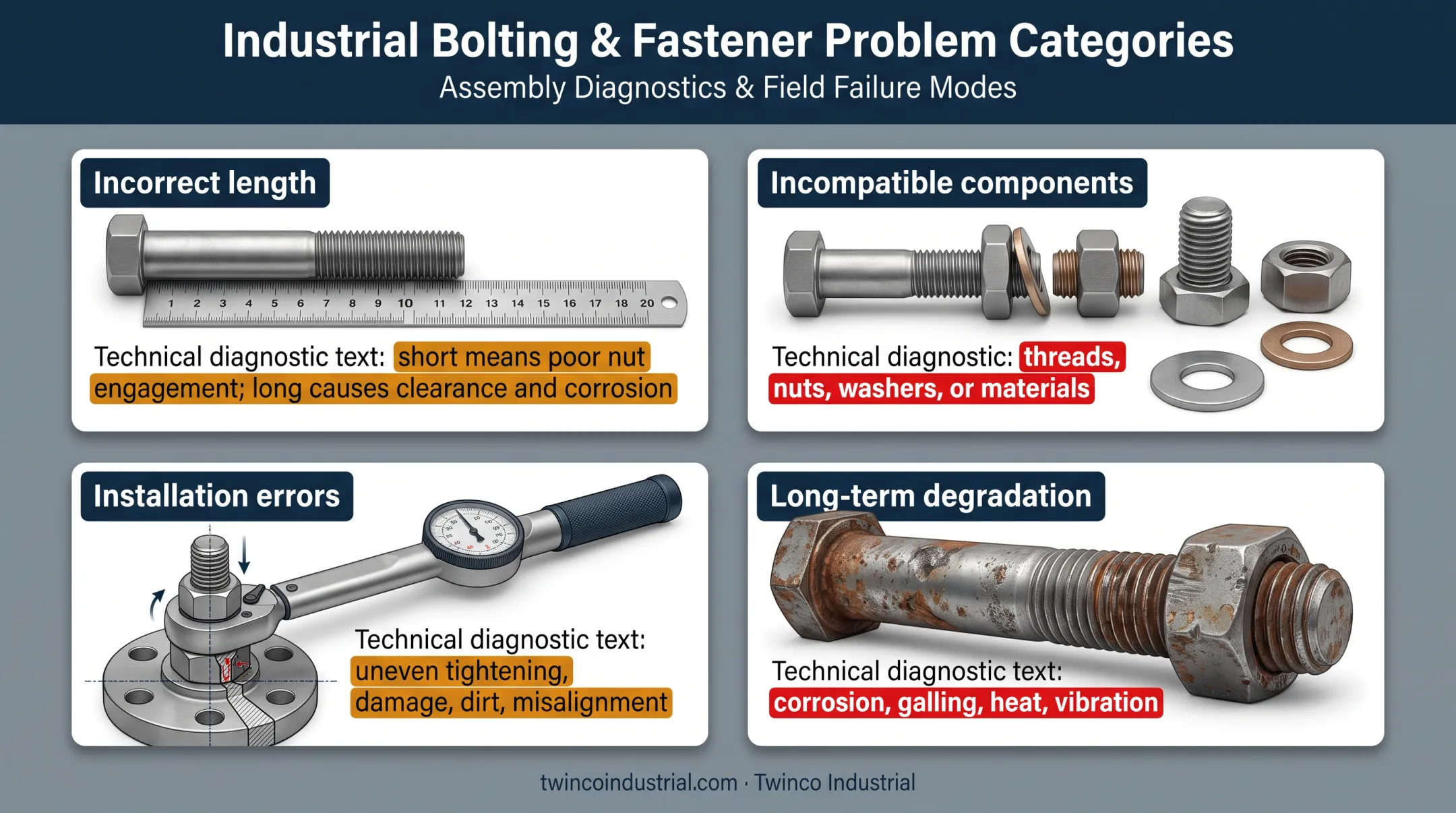 Four common flange bolting failure categories and causes