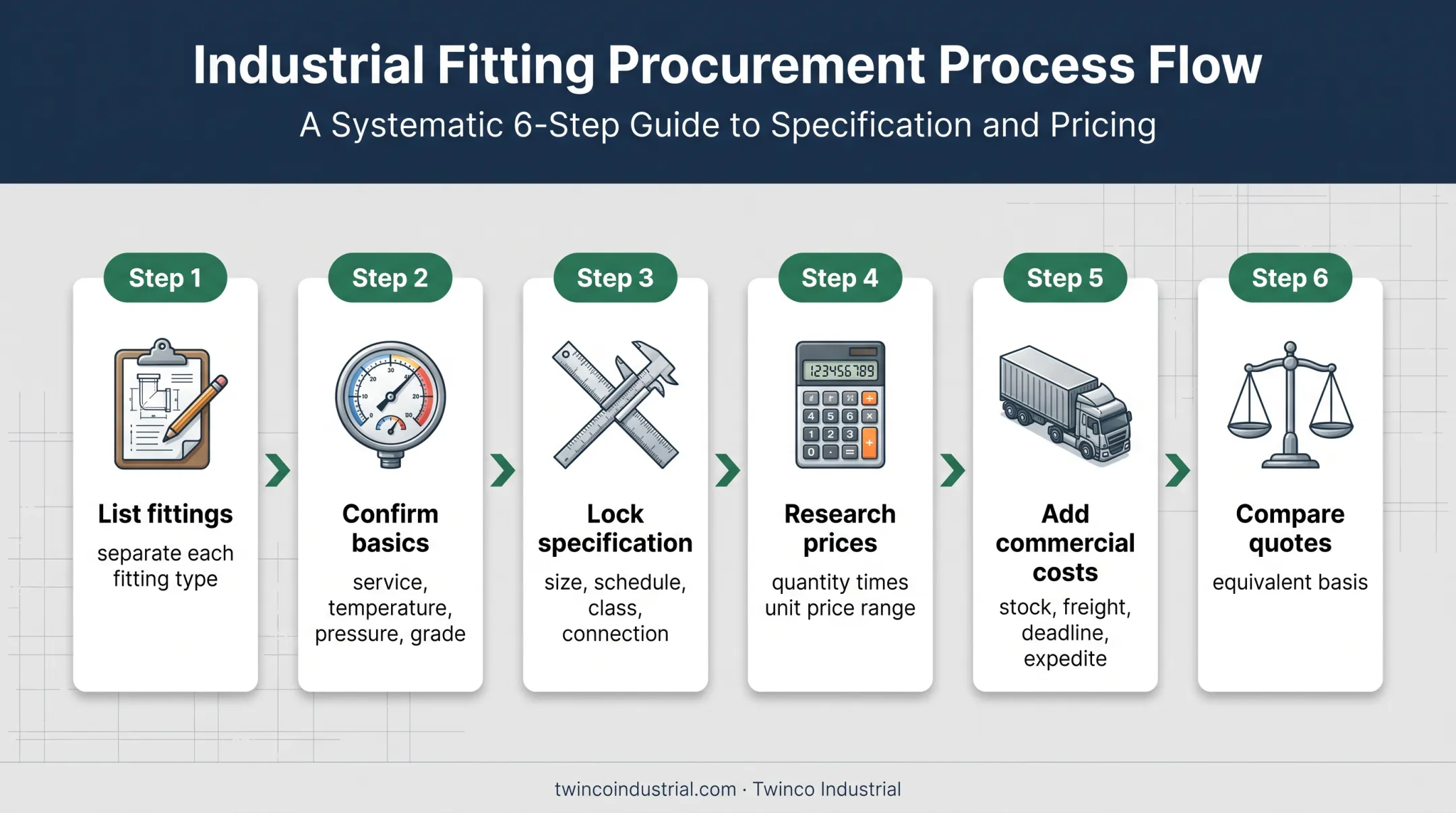 Six-step stainless steel fittings budget estimation process
