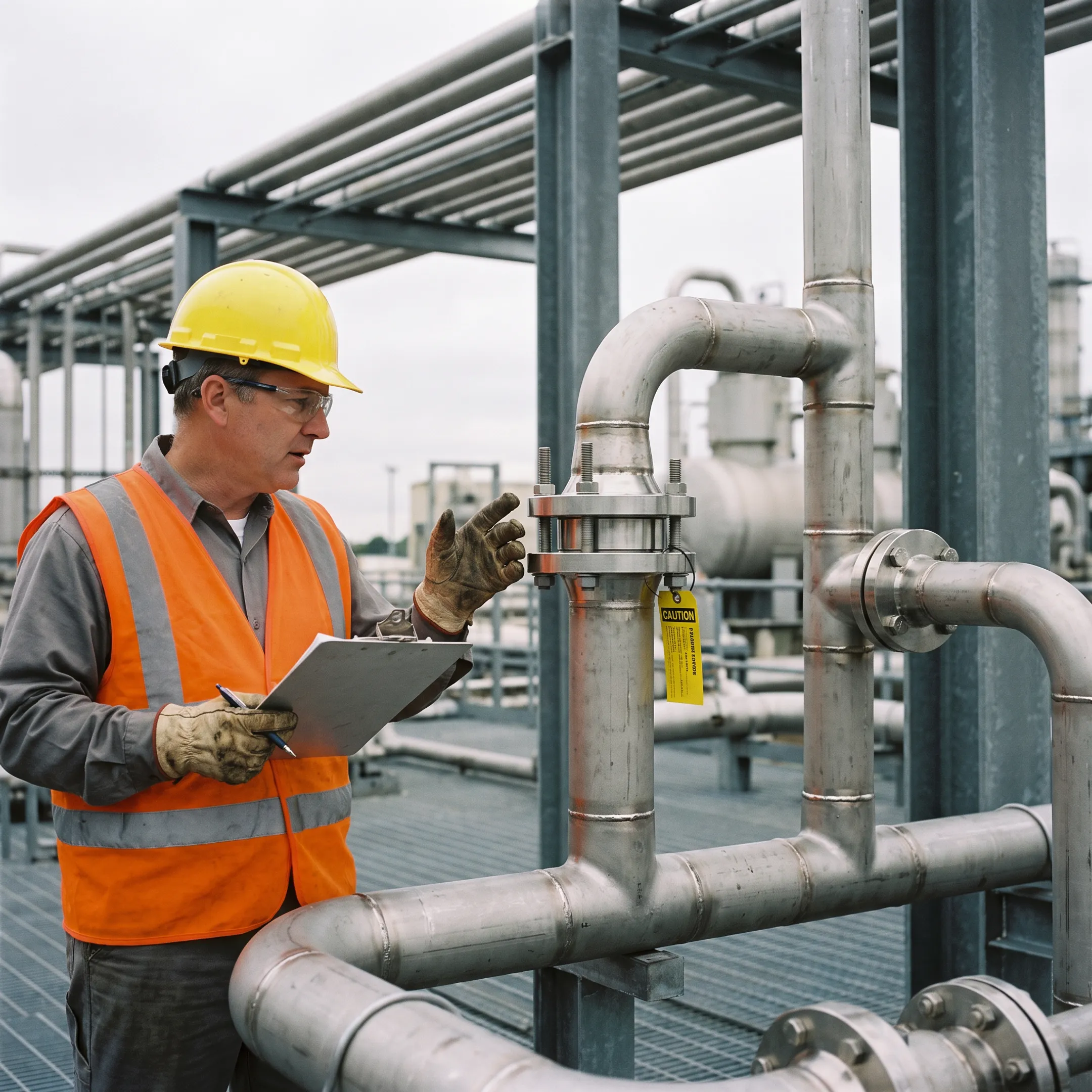 Process piping with stainless steel fittings