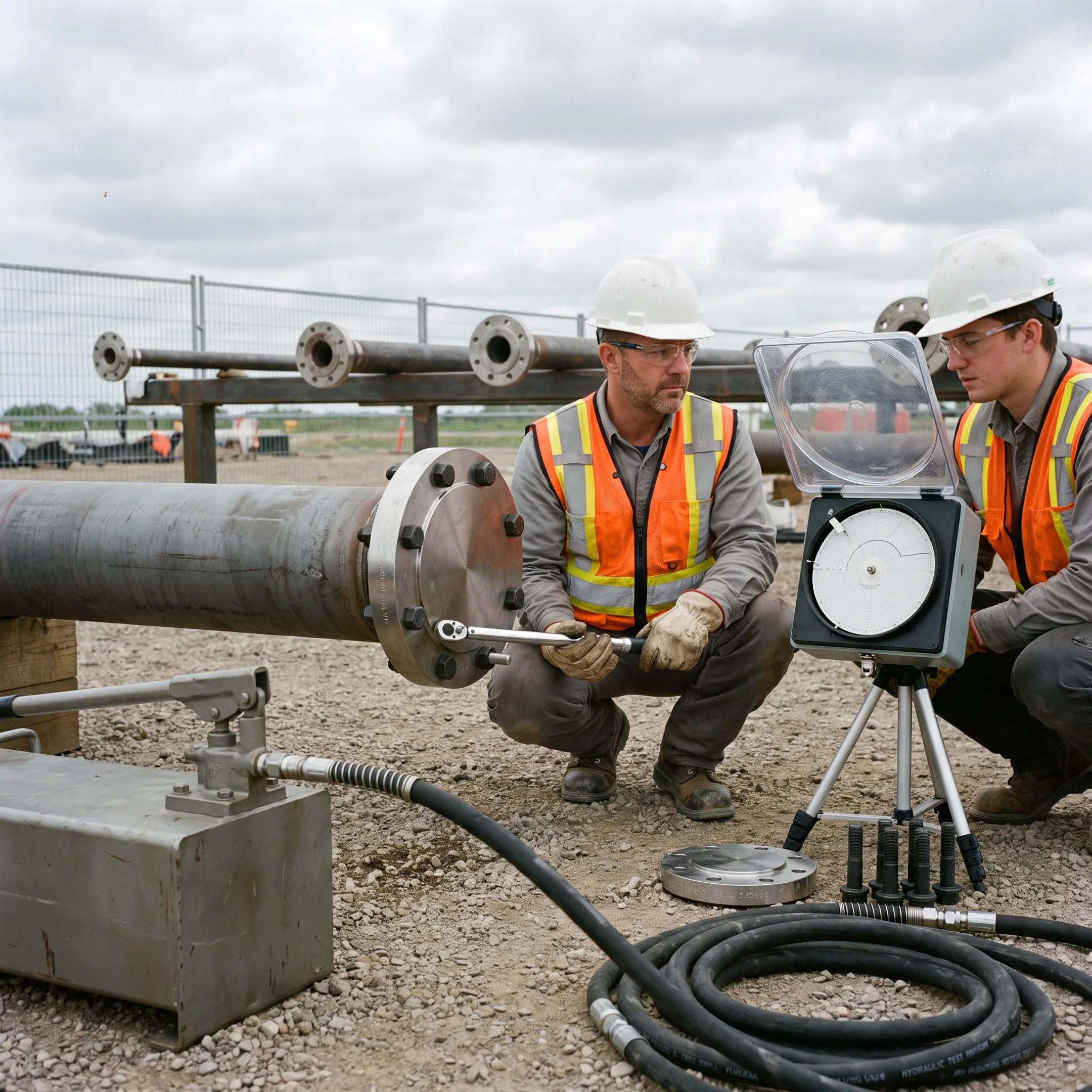 Hydrostatic testing with flanges