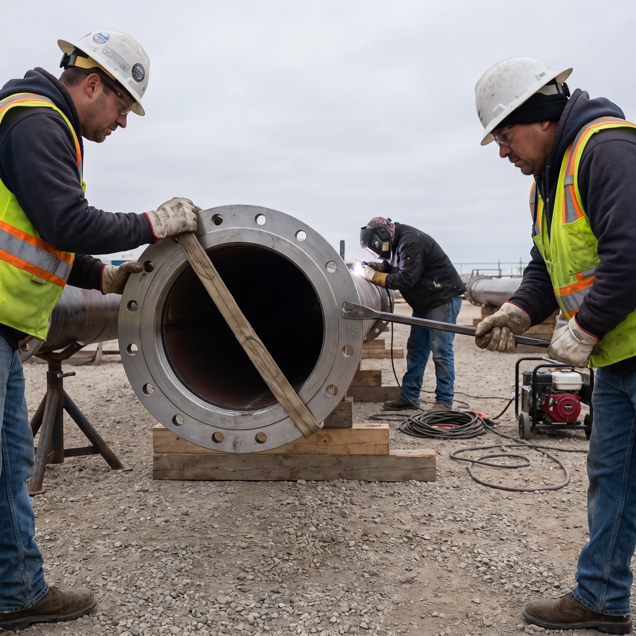 Construction and welding flange work