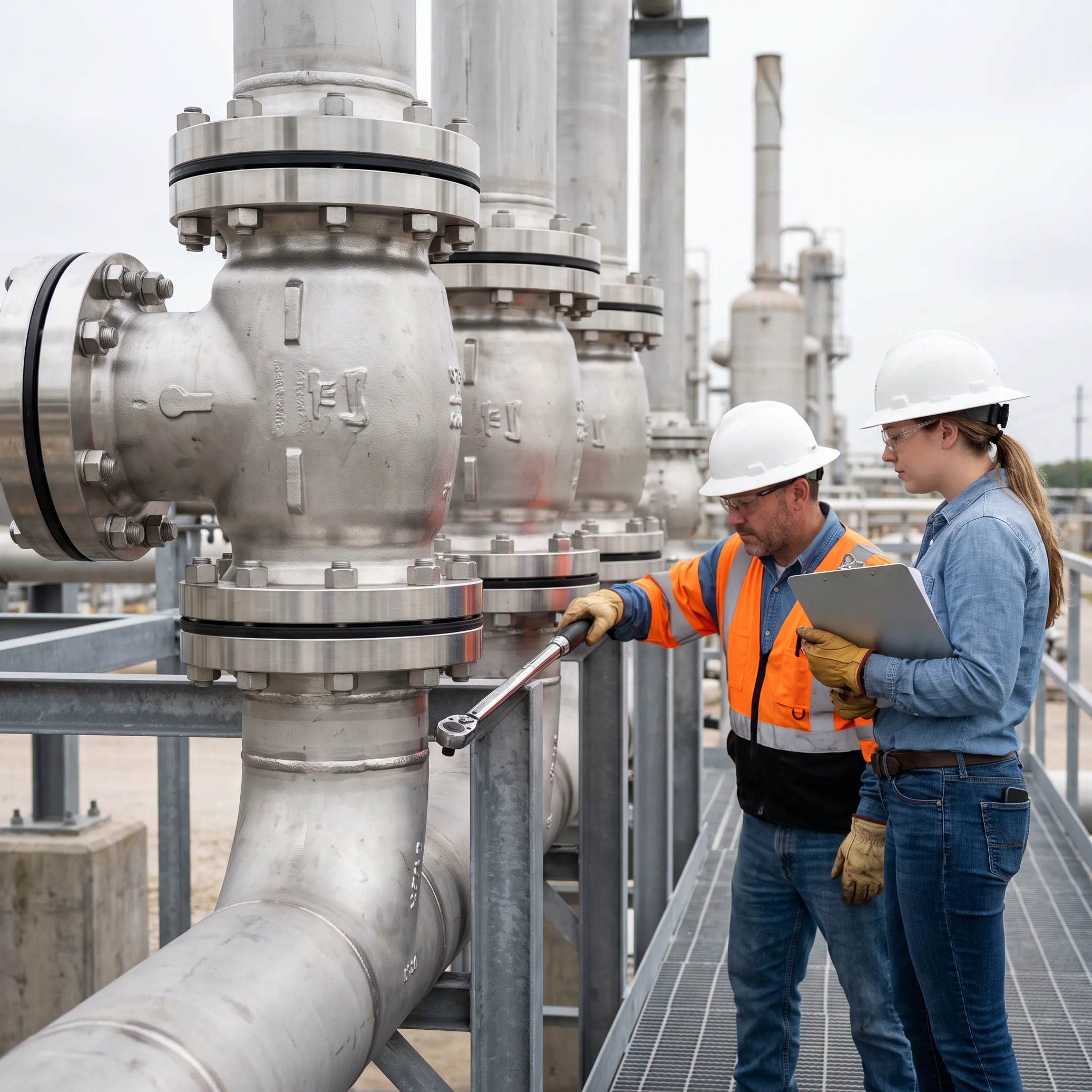 Oil and gas piping with check valves