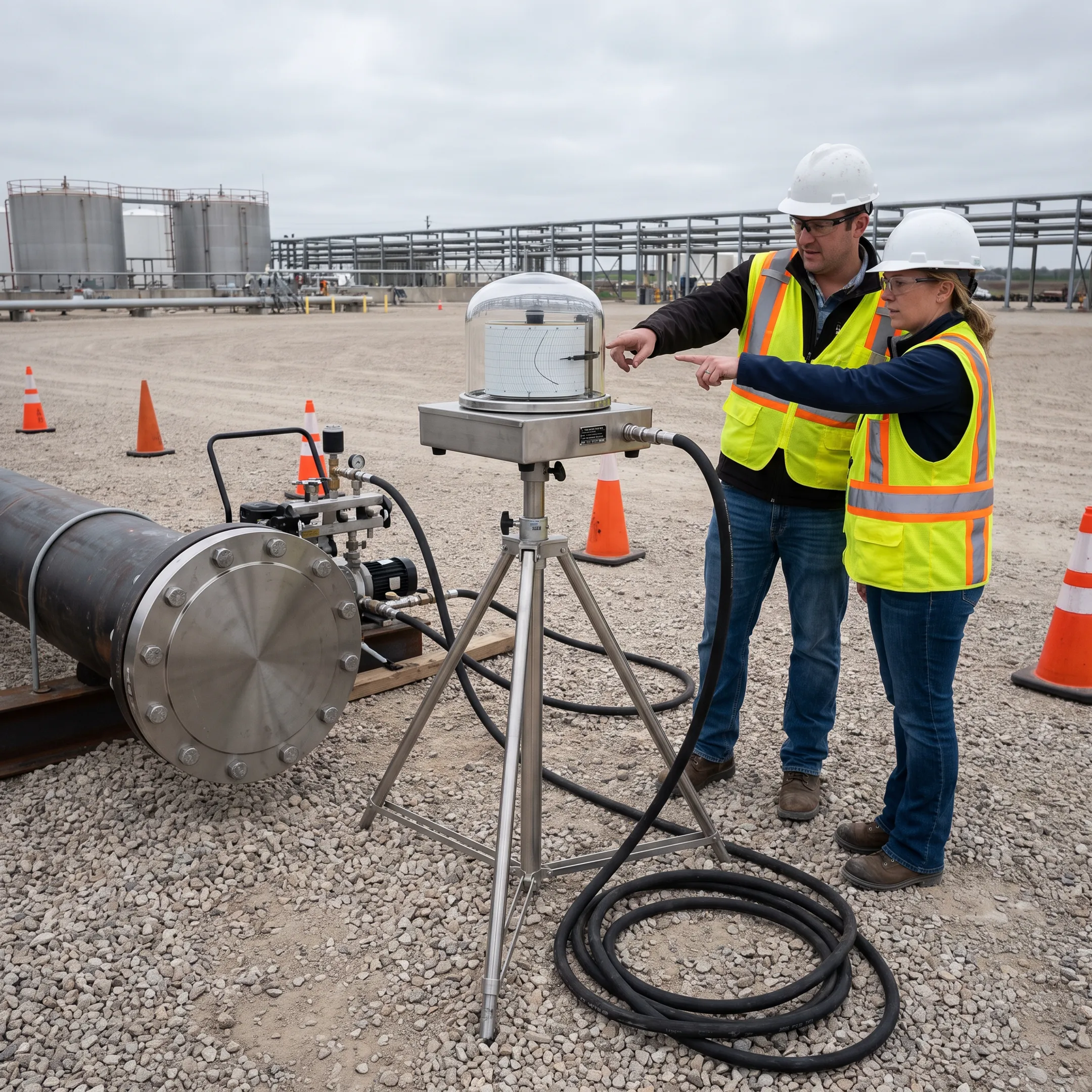 Pipeline commissioning with chart recorder