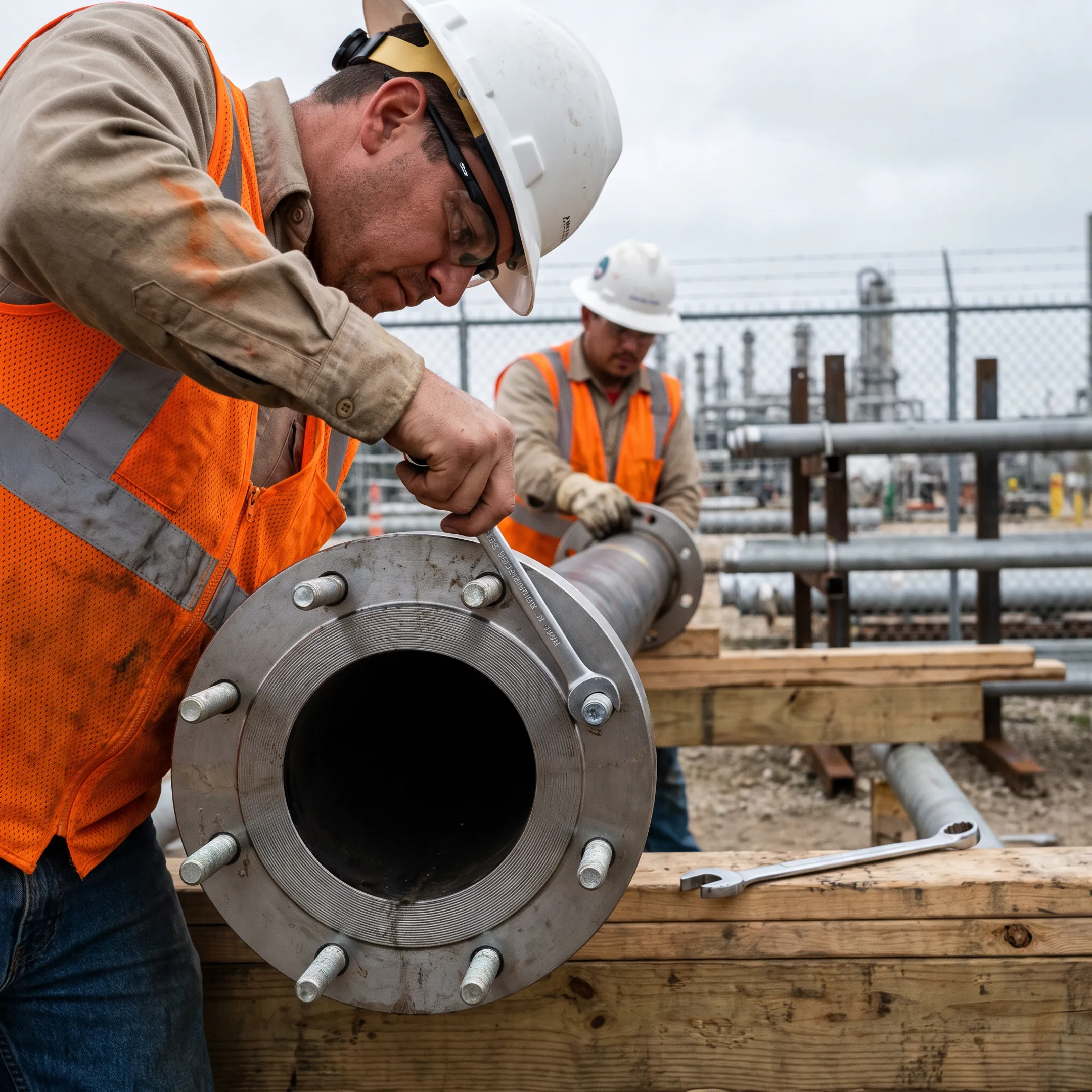 Industrial construction fastening work